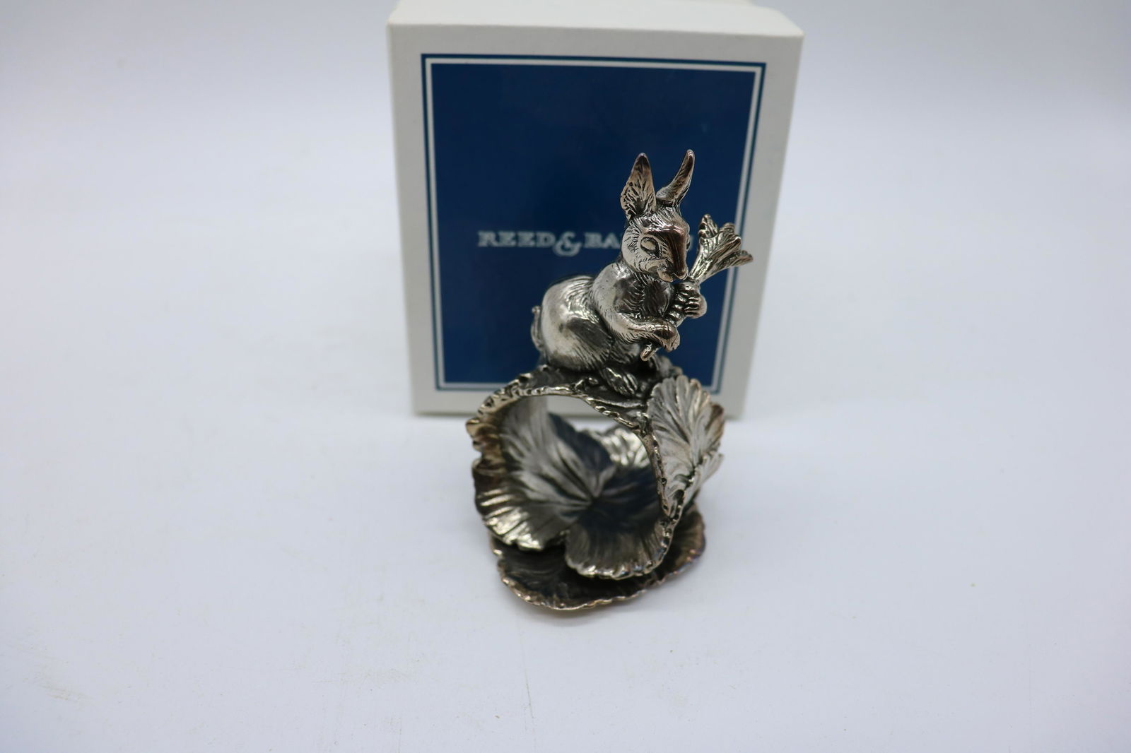 Reed & Barton Rabbit Napkin Ring: silver-plate, rabbit #1828, in original box
