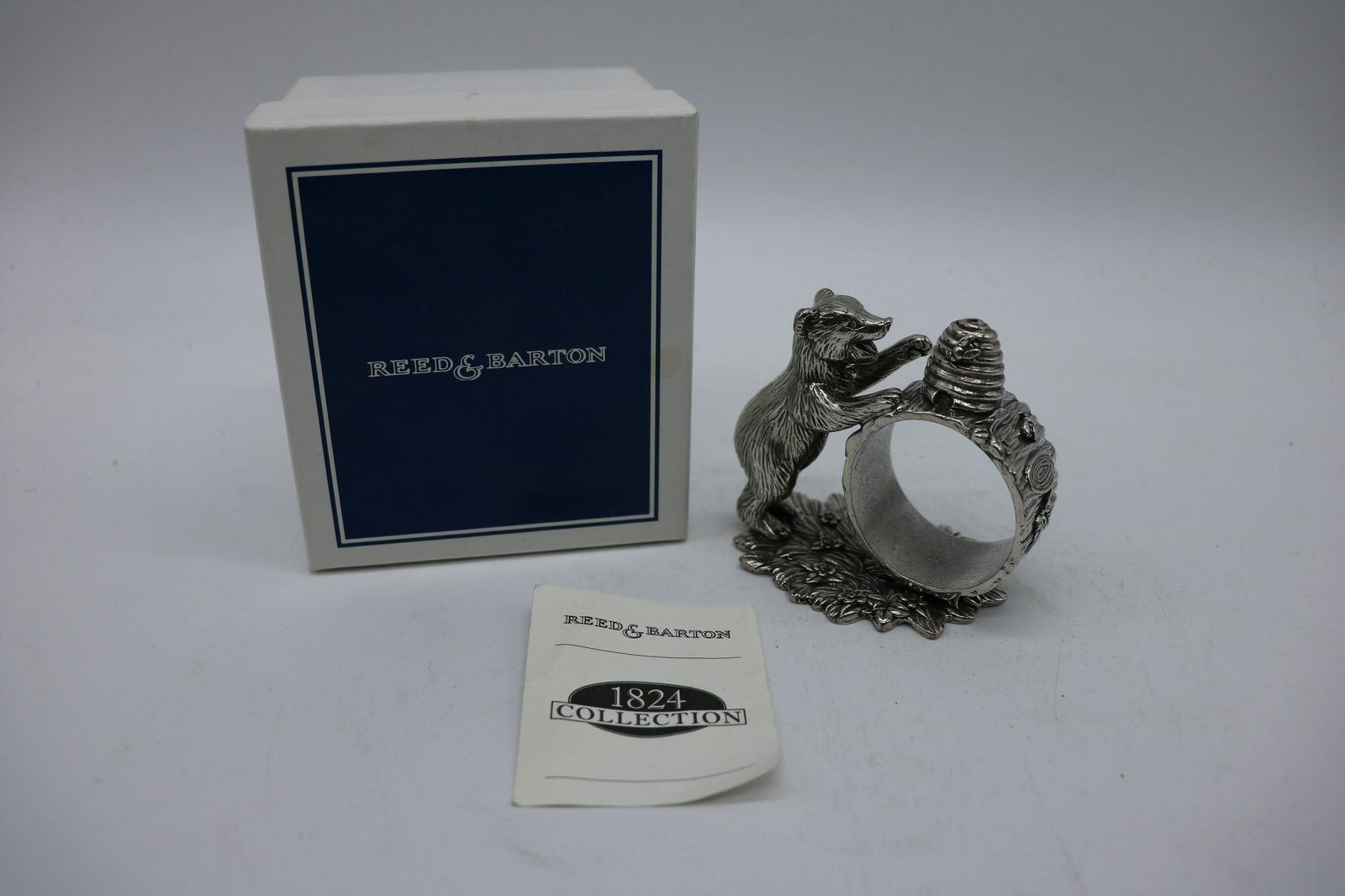 Reed & Barton Bear Napkin Ring: silver-plate, bear # 1827, in original box