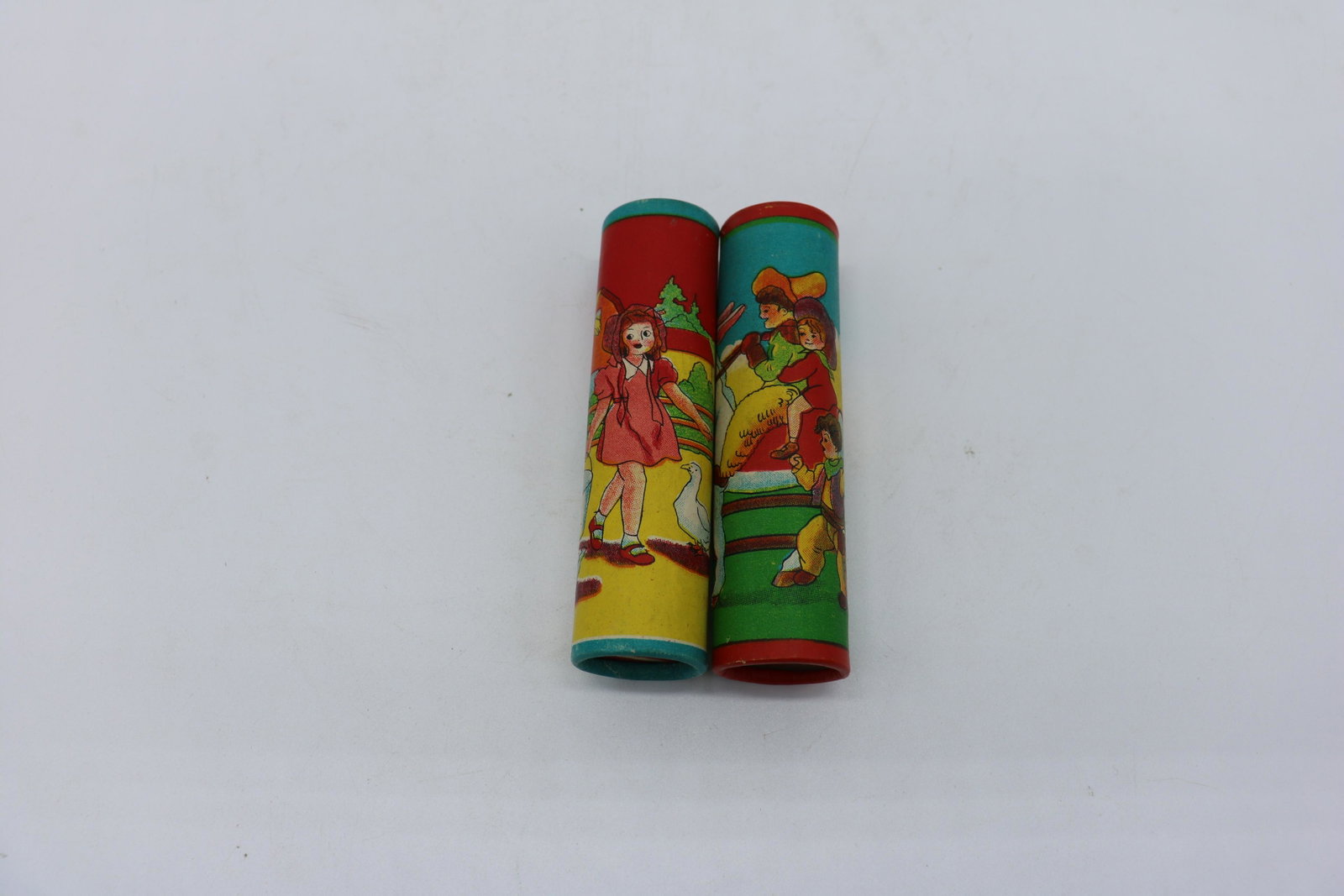 2 Vintage Children's Kaleidoscope: Made in Japan, great graphics, approx. 3 3/4