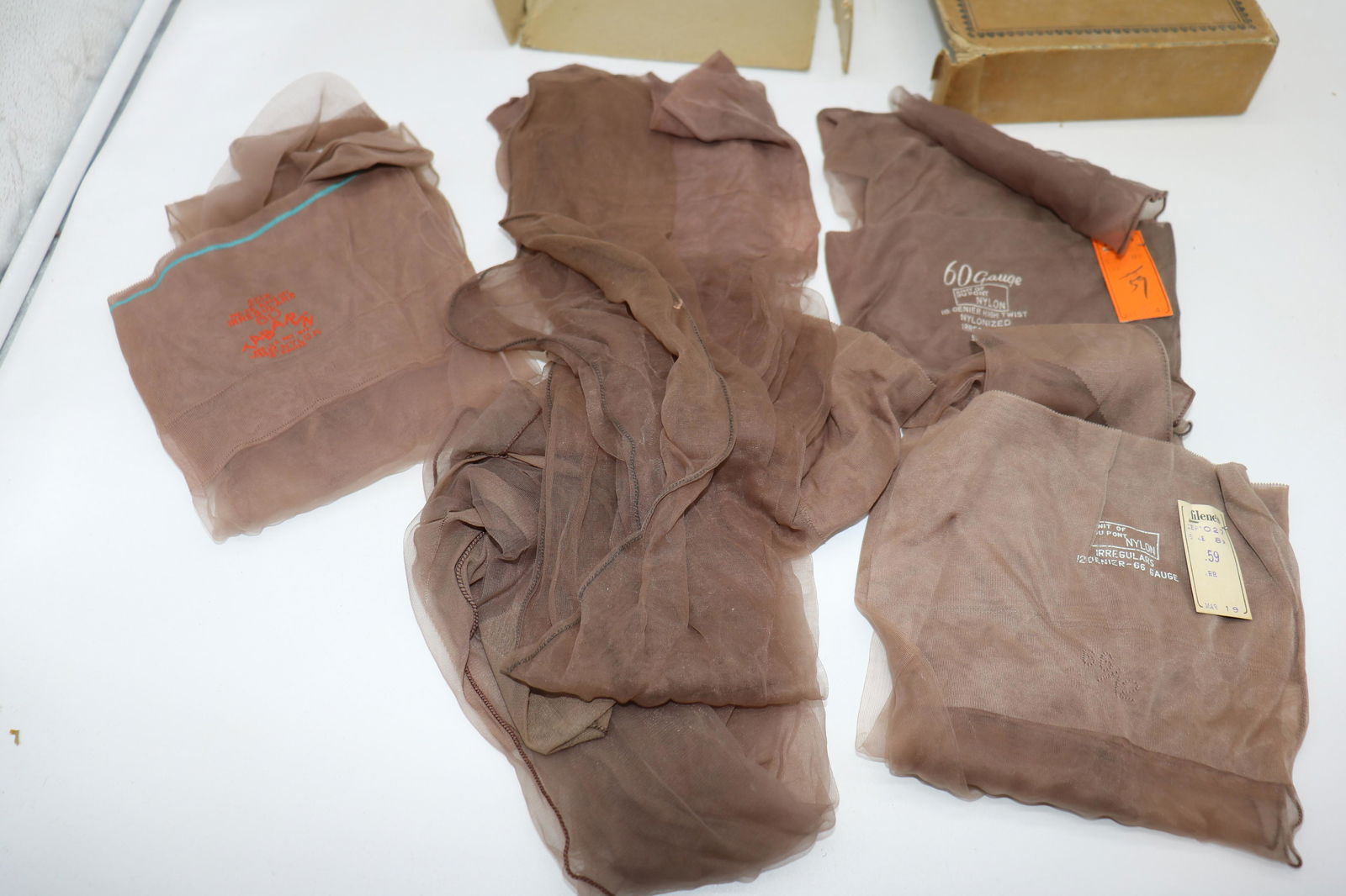 5 Pair Vintage Seamed Stockings: 2 pair old store stock, all with back seams, Nylon