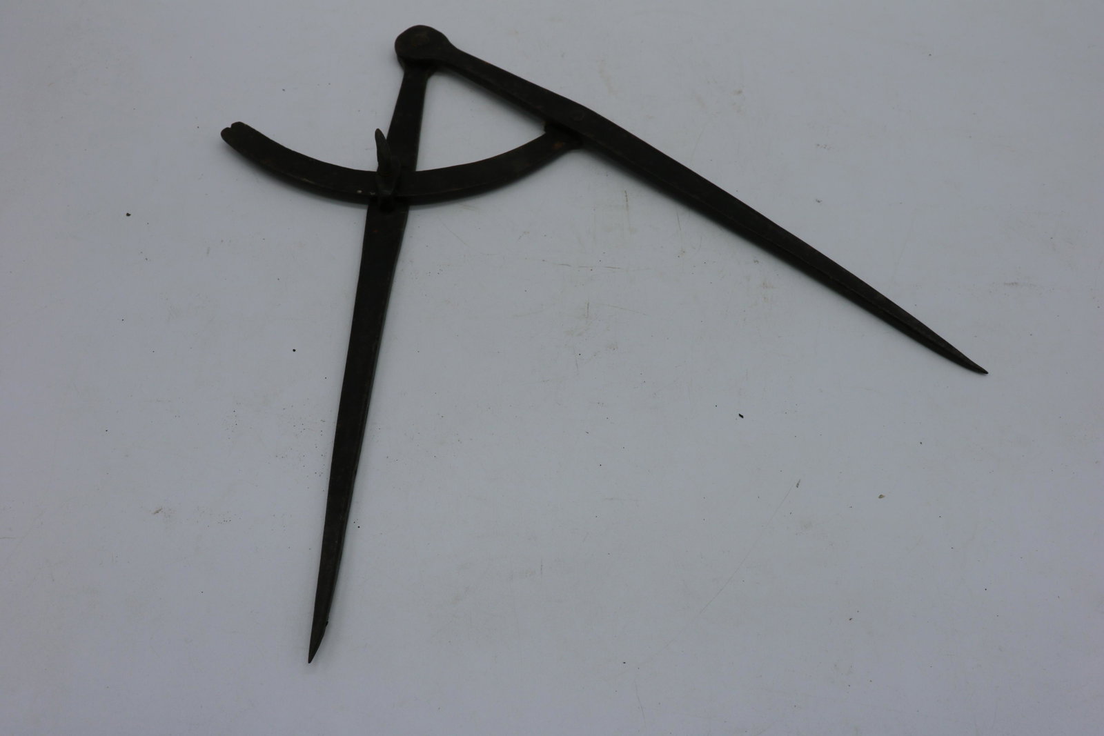 Antique Compass Drafting Tool, Hand Forged Cast Iron: approx. 13 inches long