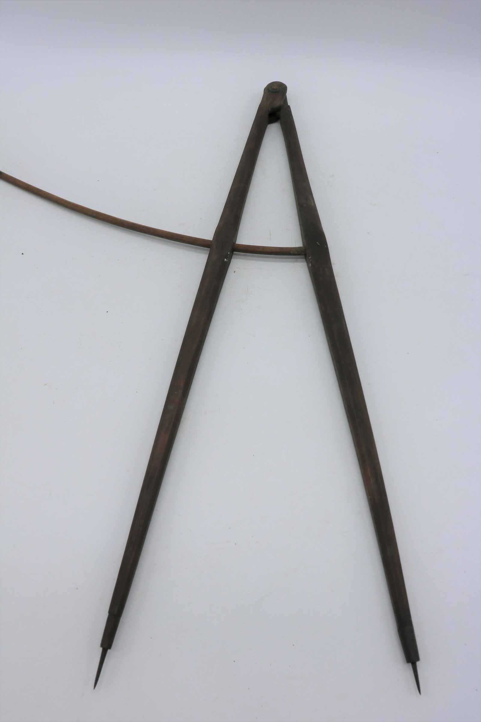 Antique Rare Hand Carved Wooden Compass: approx. 24 inches long, one small metal cap missing, still great piece