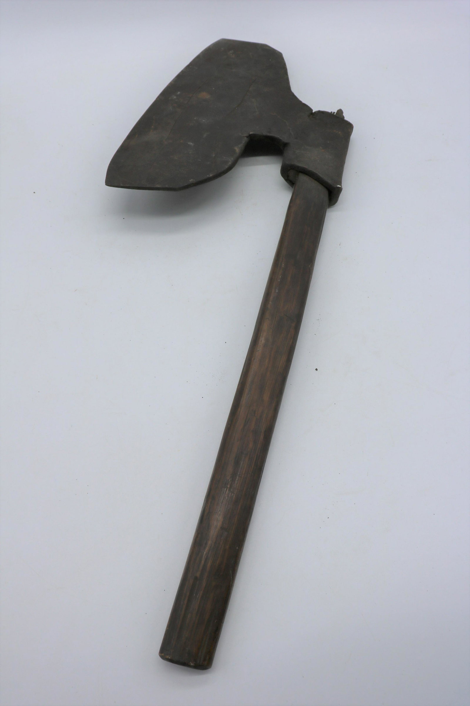 Antique Primitive Hand Forged Hewing Ax: ax head approx. 13 1/2 inches, overall approx. 28 inches long