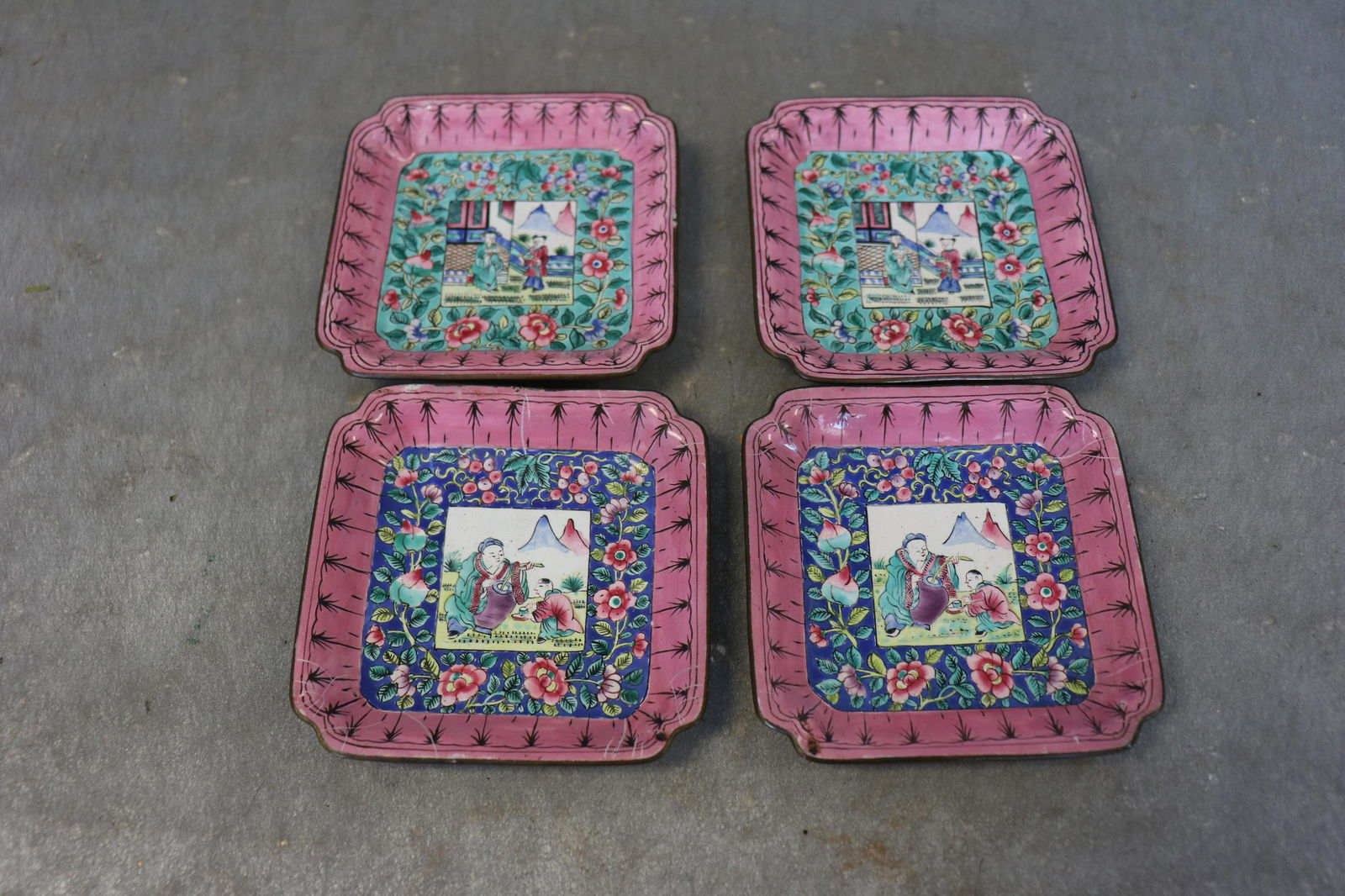 4 Chinese Canton Enamel on Copper Dishes (1 of 6)