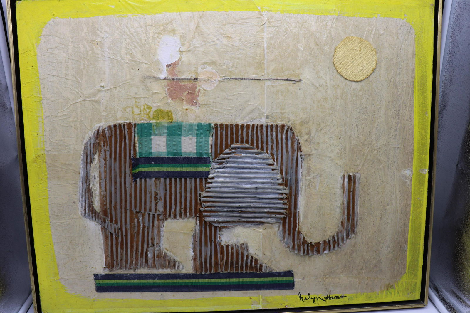 Helen Mann, Mixed Media Elephant Oil Painting (1 of 5)