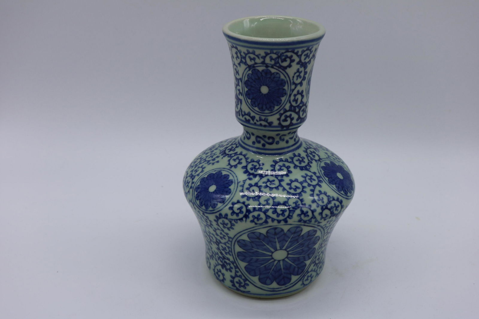 Asian Blue & Light Green Porcelain Vase (1 of 4)