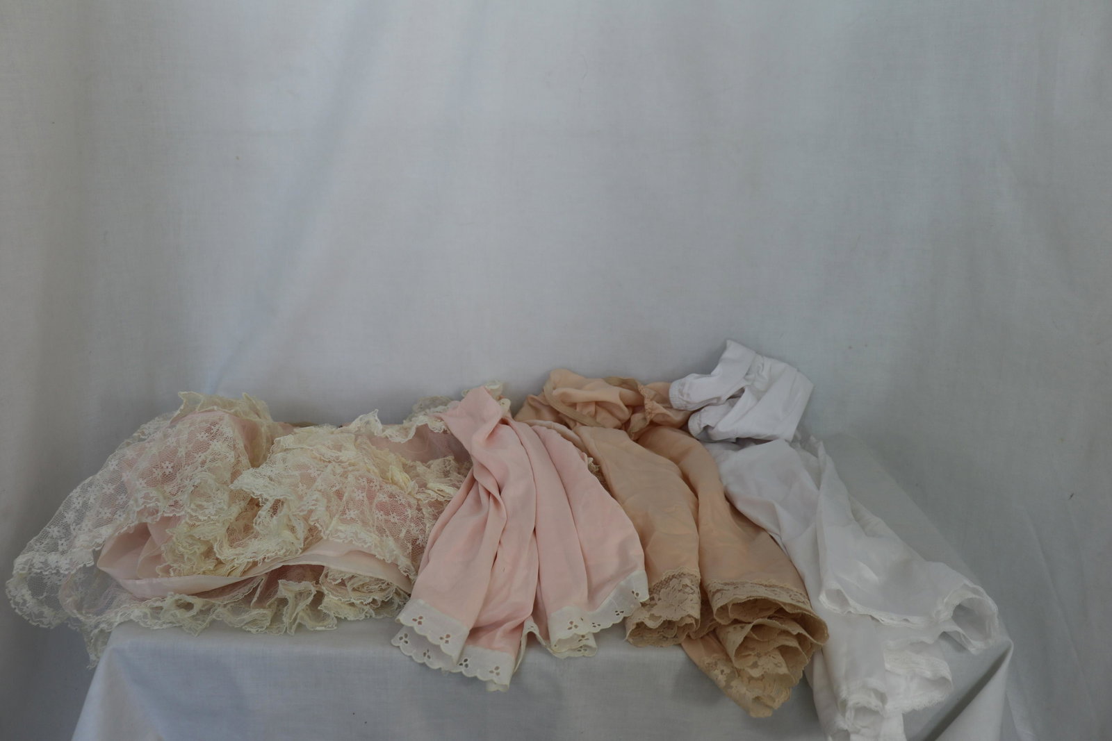 Lot of 4 Vintage Half Slips: one with lace ruffles, various lengths