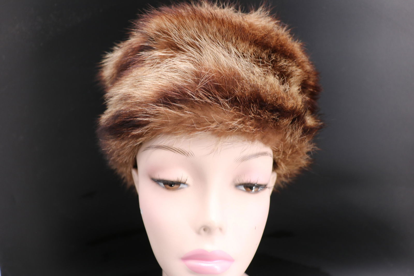 Vintage Raccoon Hat, Marcelle Originals, with oringinal: pill box style, nice condition