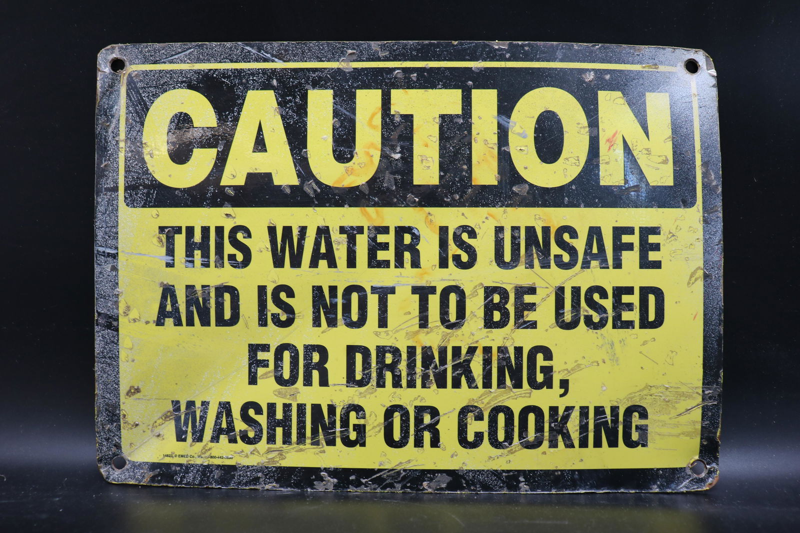 Vintage Enamel Sign, "Caution, This water is Unsafe" (1 of 4)