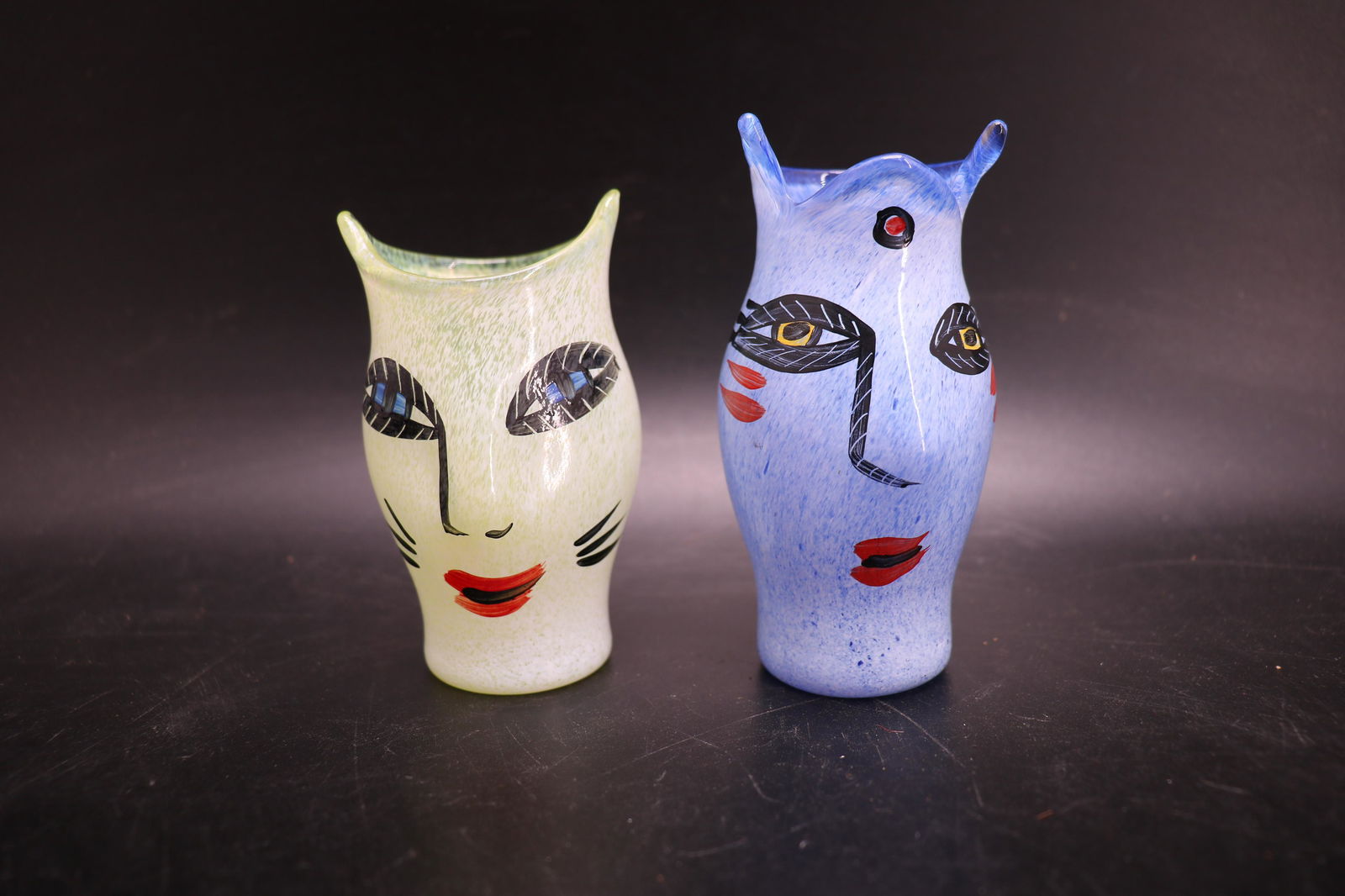 Pair Kosta Boda Art Glass Head Vases, Open Minds (1 of 7)