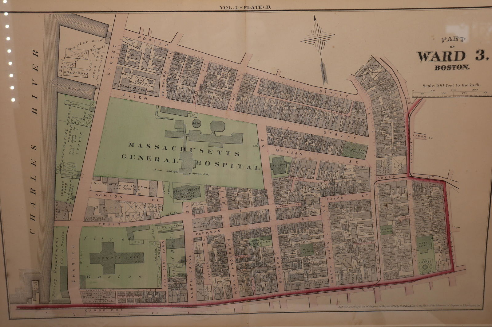 1874 Map of Boston, part of ward 3, Vol. 1 Plate: D (1 of 7)
