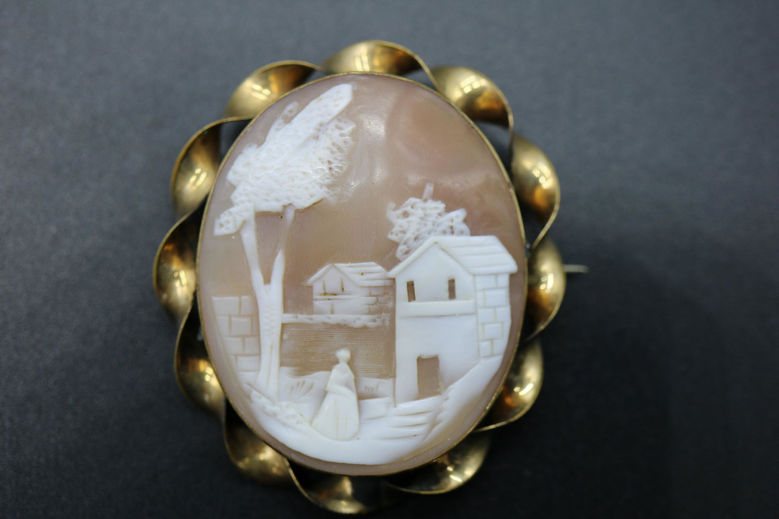 Large Antique Victorian Scenic Cameo Brooch (1 of 3)