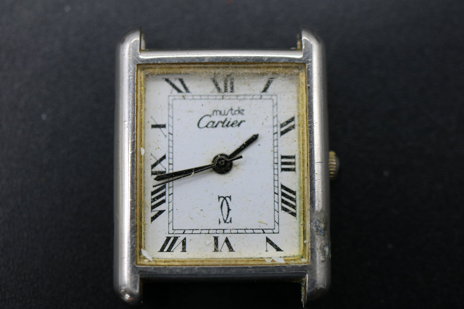 Vintage Cartier Must de Watch, Gold Plated Sterling: quartz movement, marked Cartier 925 on back, K2531, approx. 1 1/4 inch x 1 inch