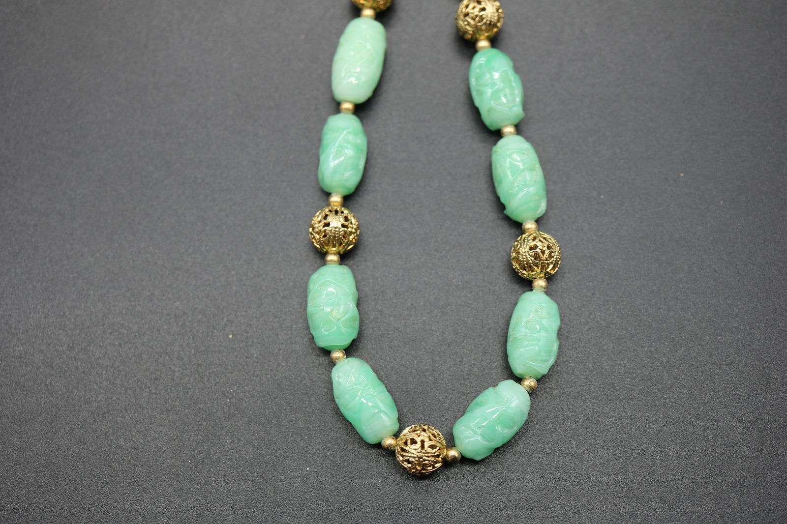 Vintage Carved Jadite Necklace by Napier (1 of 7)