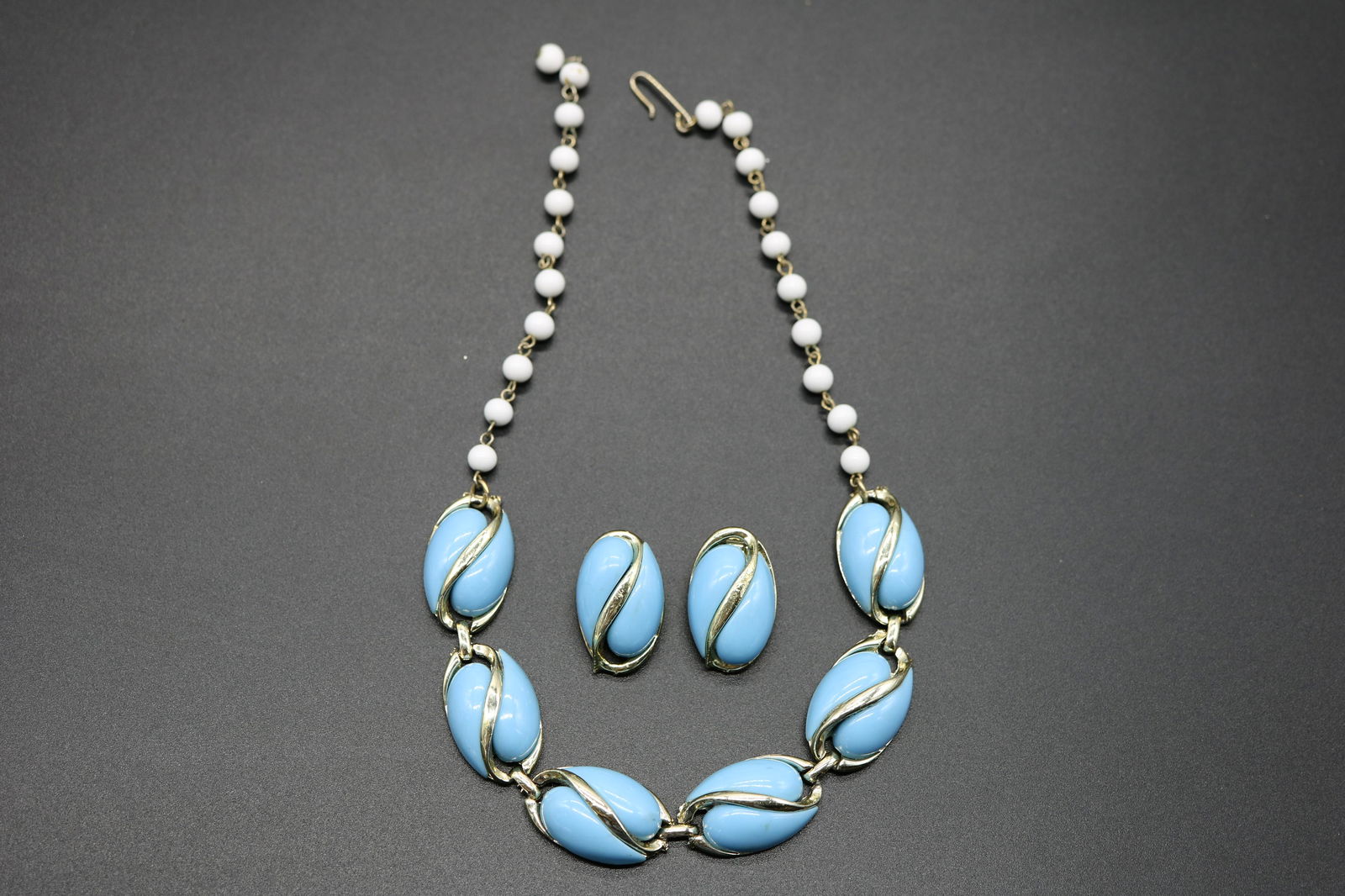 Vintage Powder Blue Necklace & Earring Set (1 of 4)