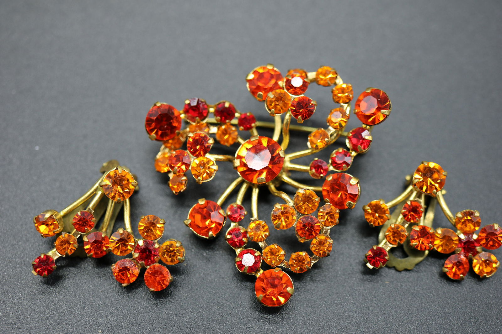Vintage Austian Crystal Brooch & Earring Set (1 of 6)
