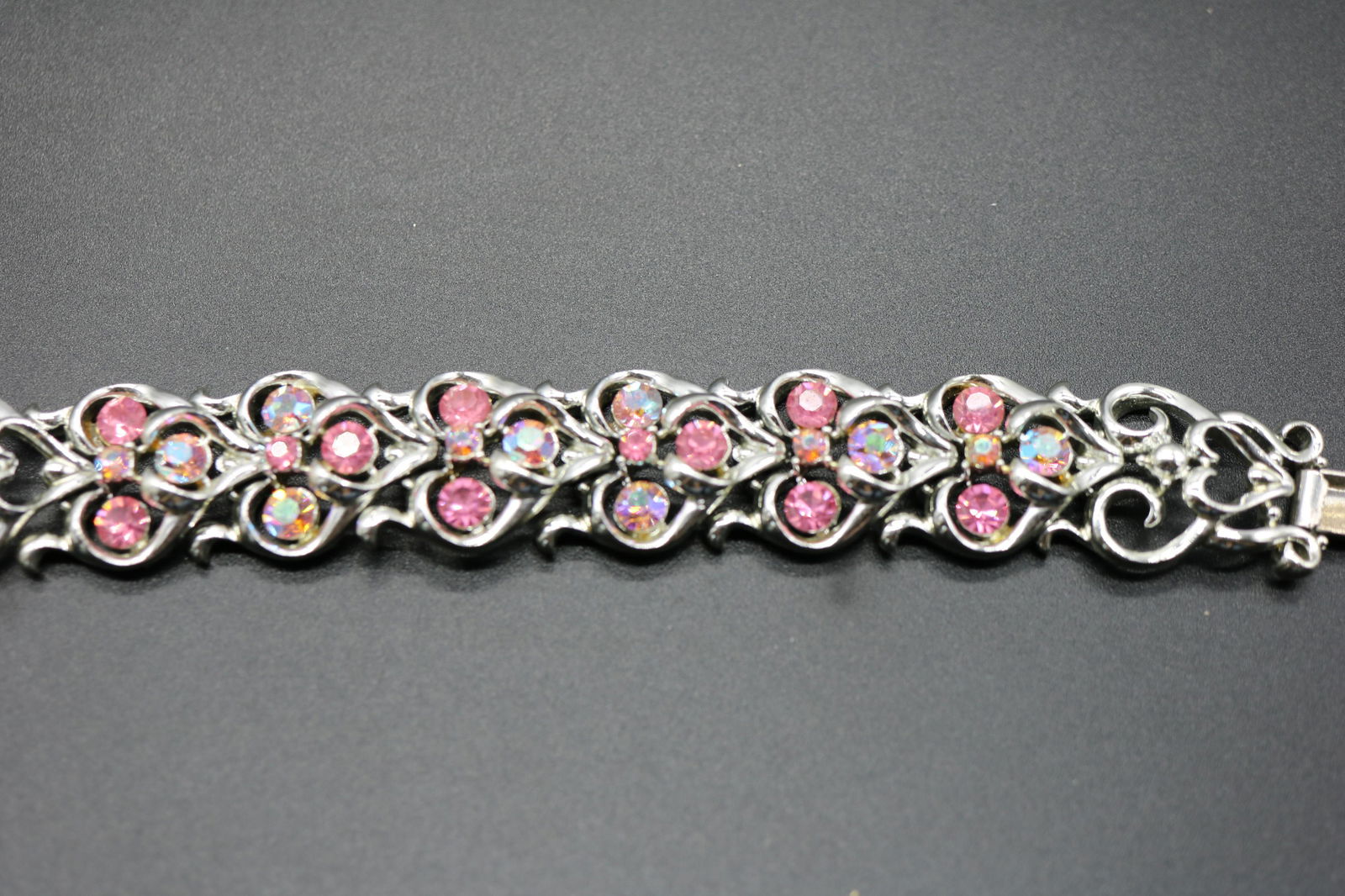 Vintage Signed Coro Bracelet with Pink Stones (1 of 4)