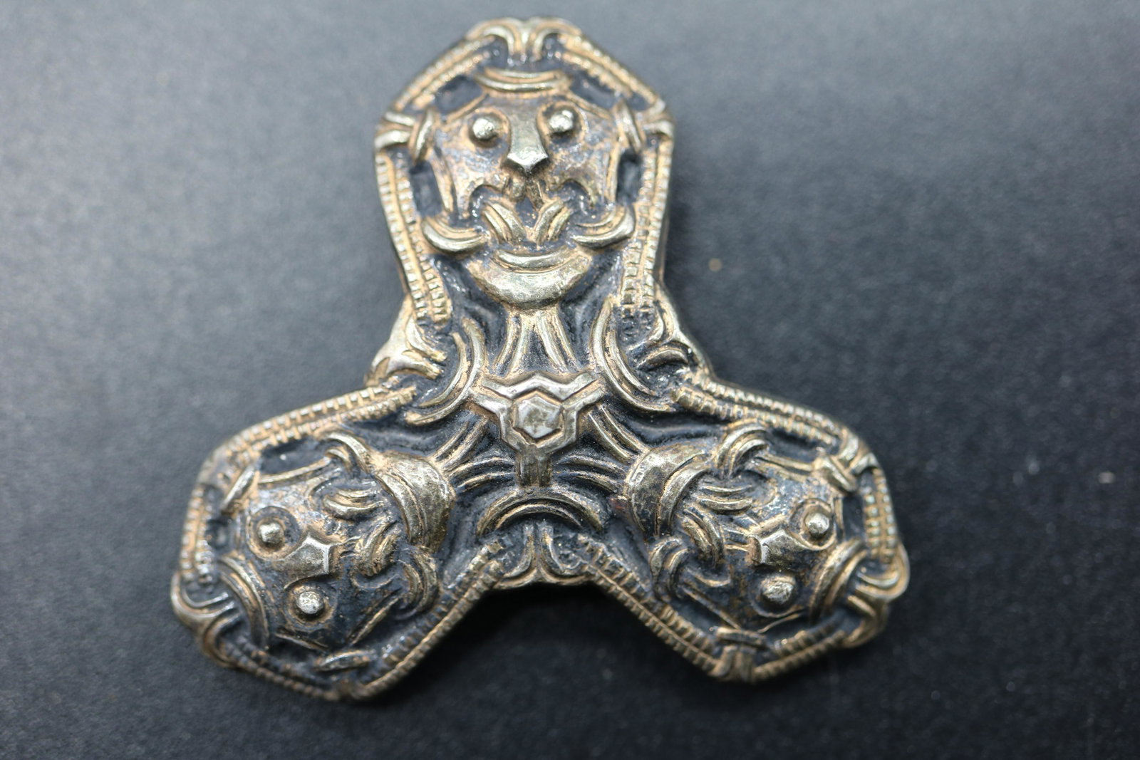 Vintage D.A. Norway Sterling Brooch: reproduction from the viking period marked on back, approx. 1 5/8 inches wide