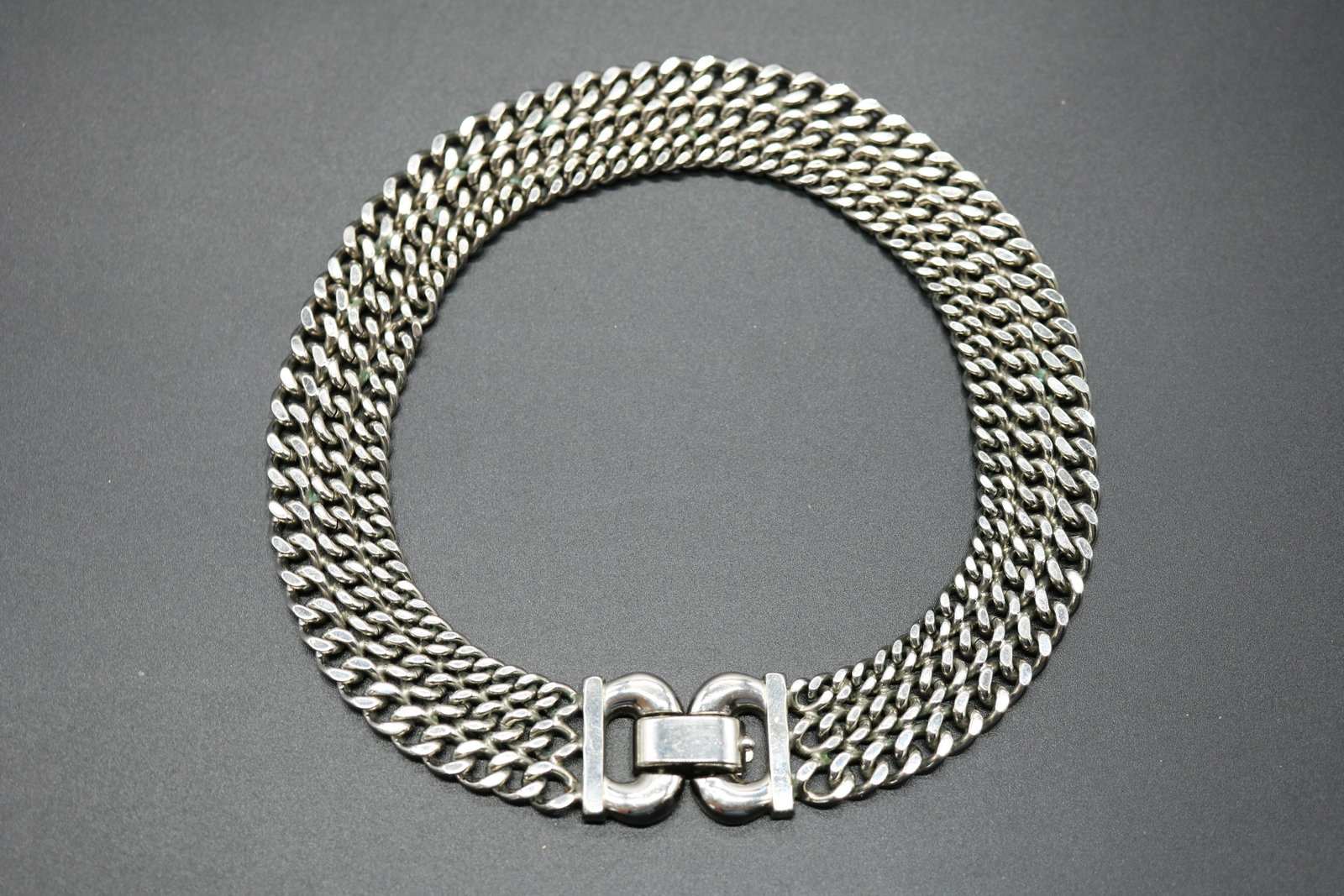 Vintage Bergere Chocker Necklace: chain linked with buckle clasp is a little loose