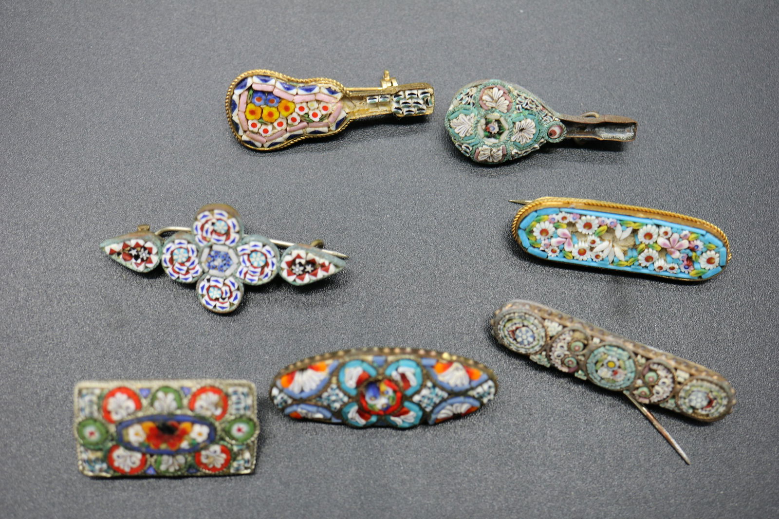 Lot of 7 Antique Micro Mosaic Brooches (1 of 7)