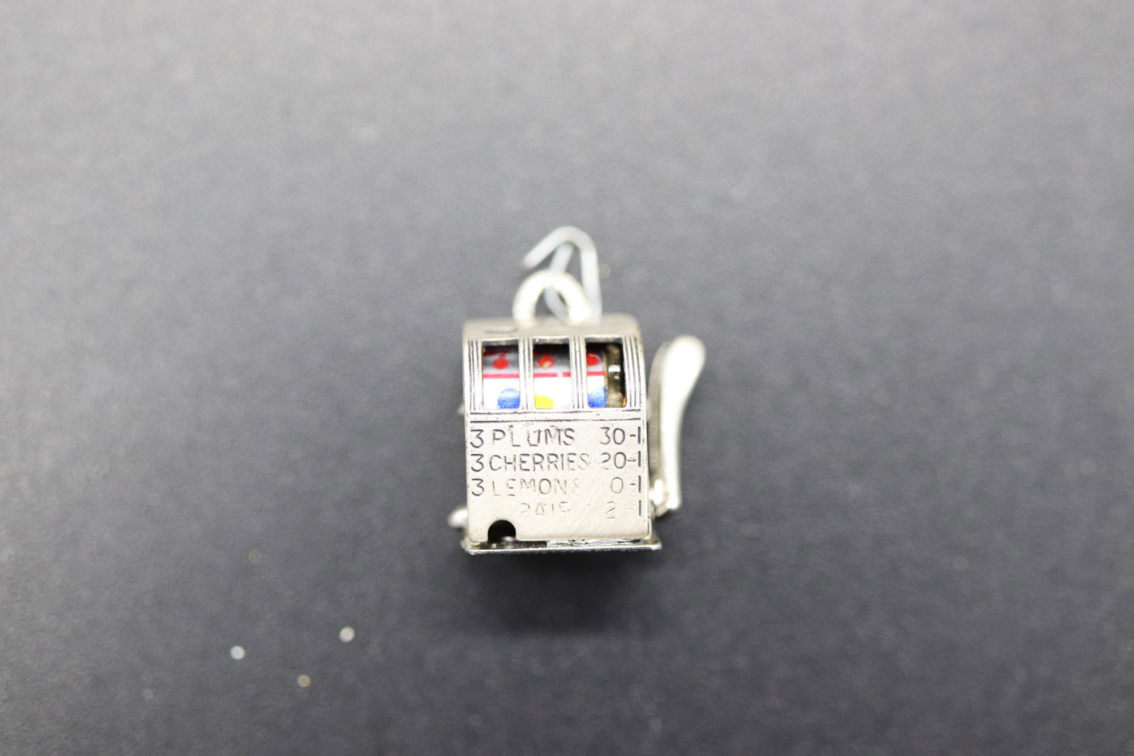 Vintage BEAU Sterling Silver Slot Machine Charm: really works, mini slot machine marked BEAU, sterling, approx. 1/2 tall