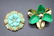Lot of 2 Vintage Enamel Flower Brooches, 3-D