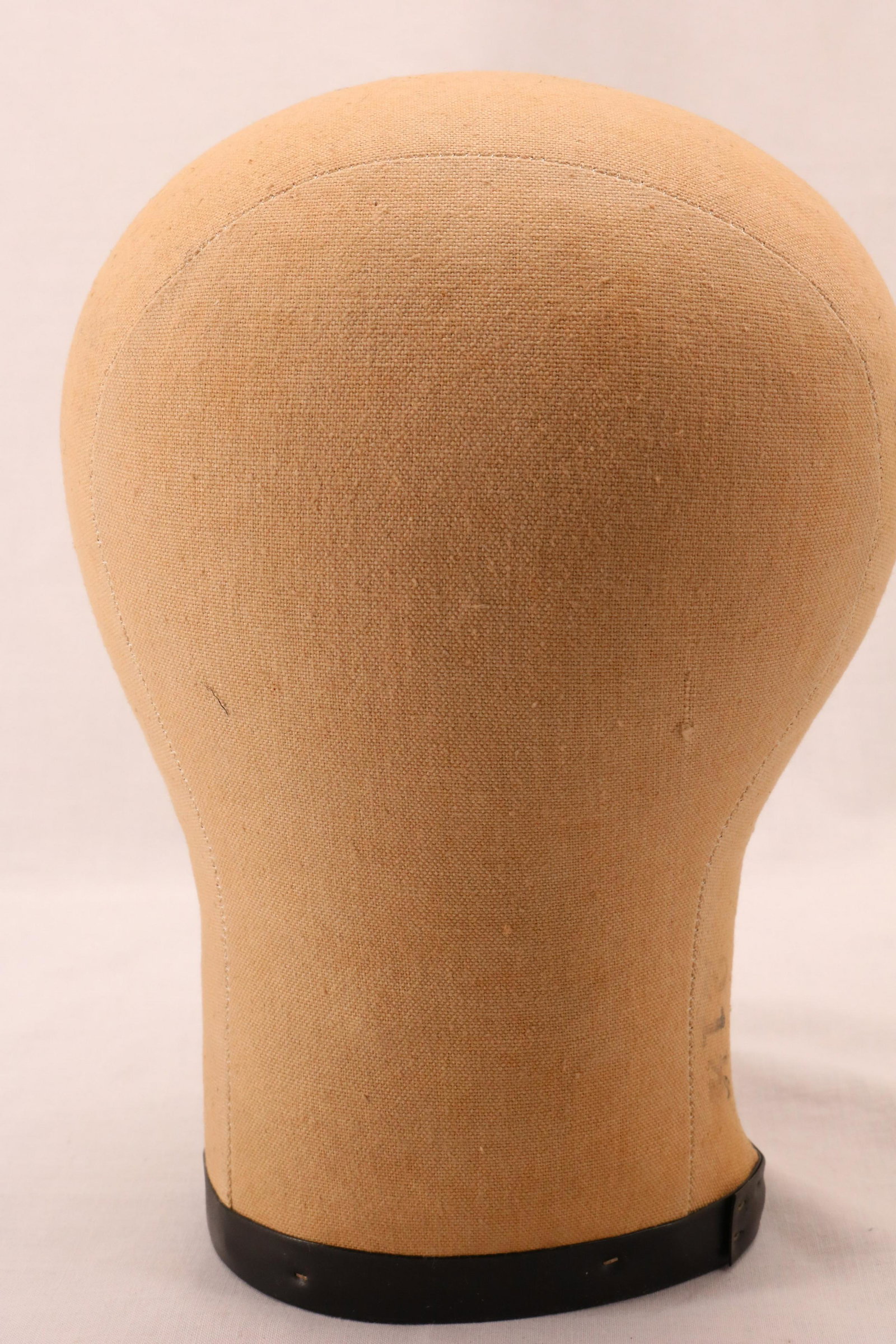 Vintage Canvas Hat Form: hard stuffed canvas hat form, like new condition, size 21 1/2