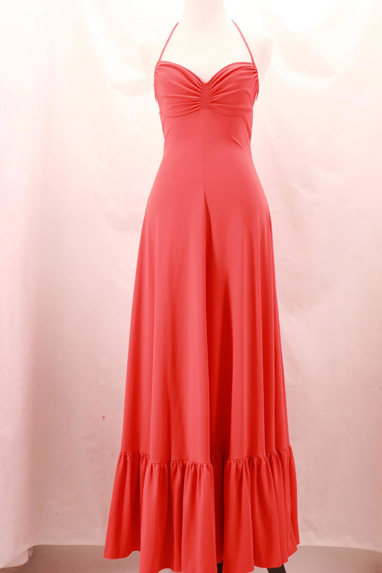 Vintage 1970's Red Nylon Sleeveless Maxi Dress (1 of 10)