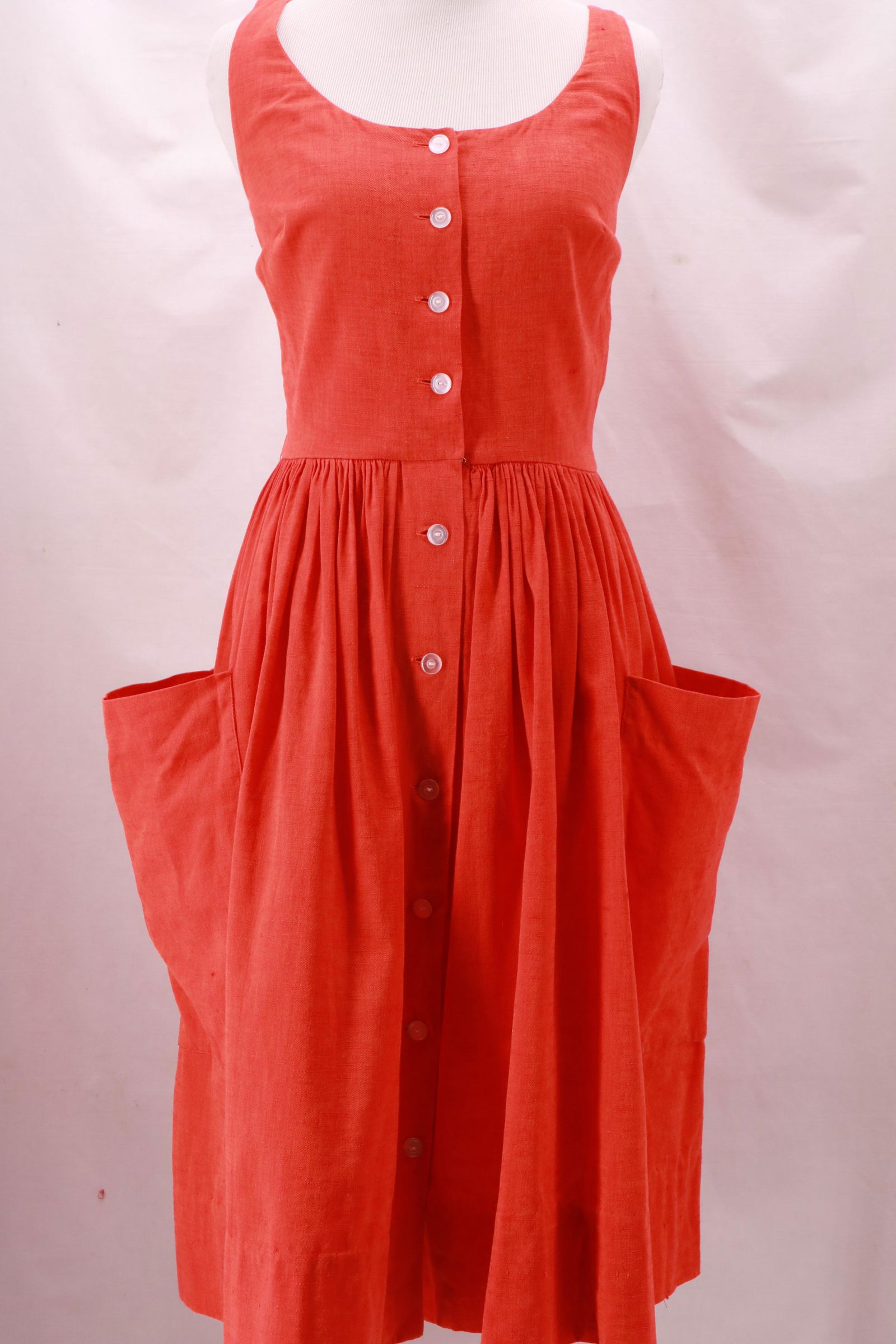 Vintage 1960's Orange Linen Weave Sun Dress (1 of 6)