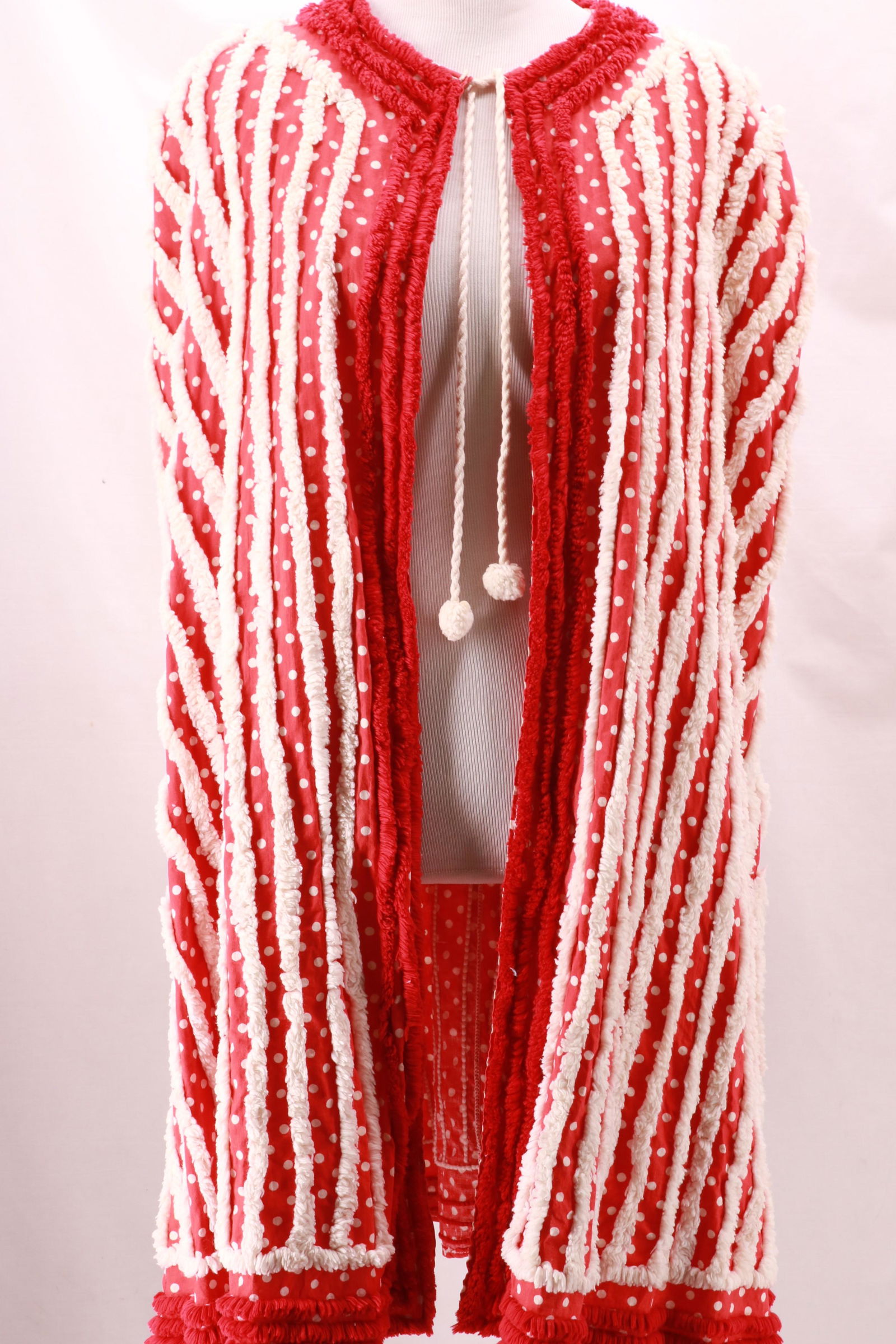 Vintage 1940's Red & White Polka Dot Chenille Beach (1 of 13)