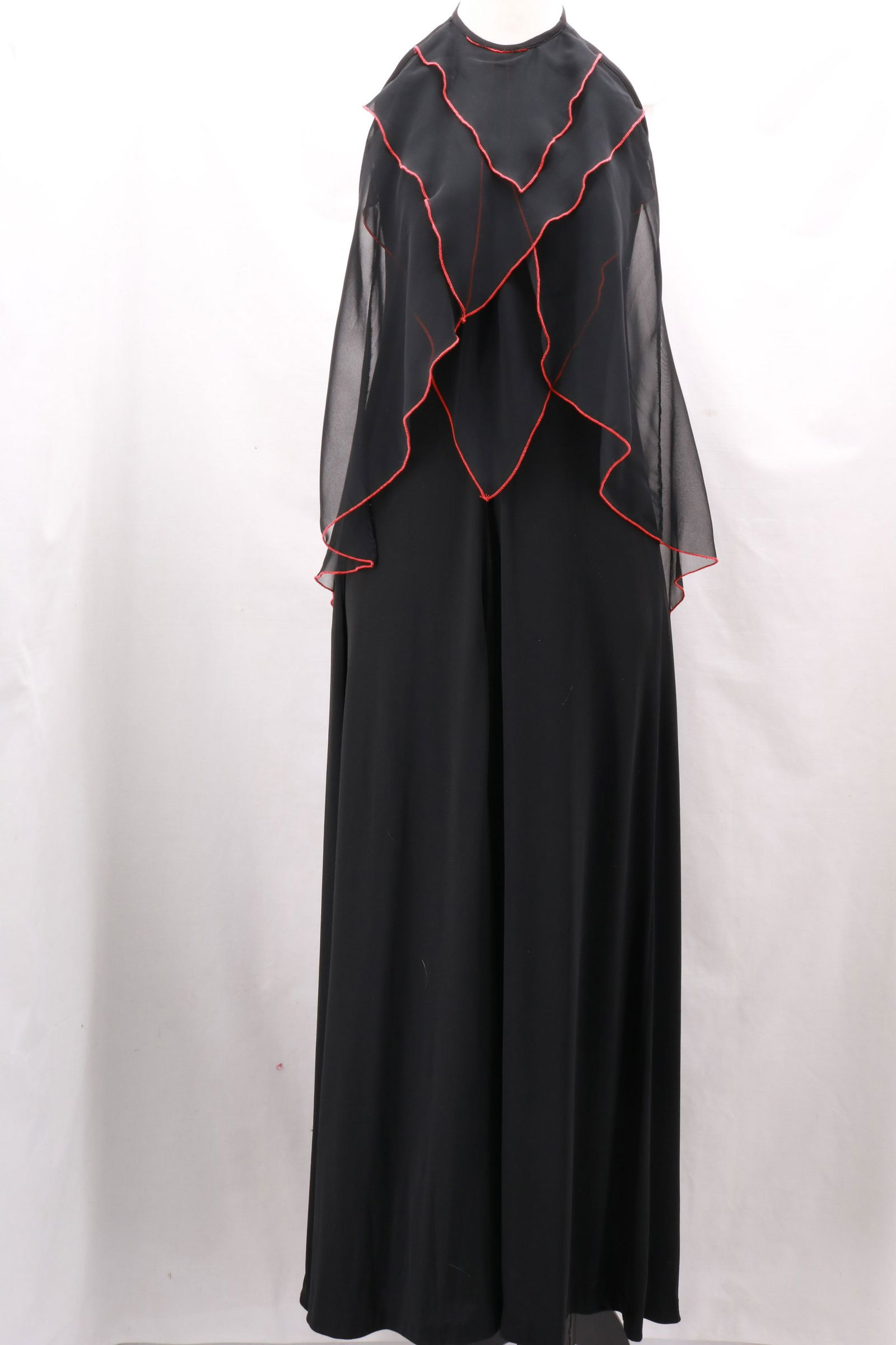 Vintage 1970's Polyester Chiffon Bib Halter Dress (1 of 8)