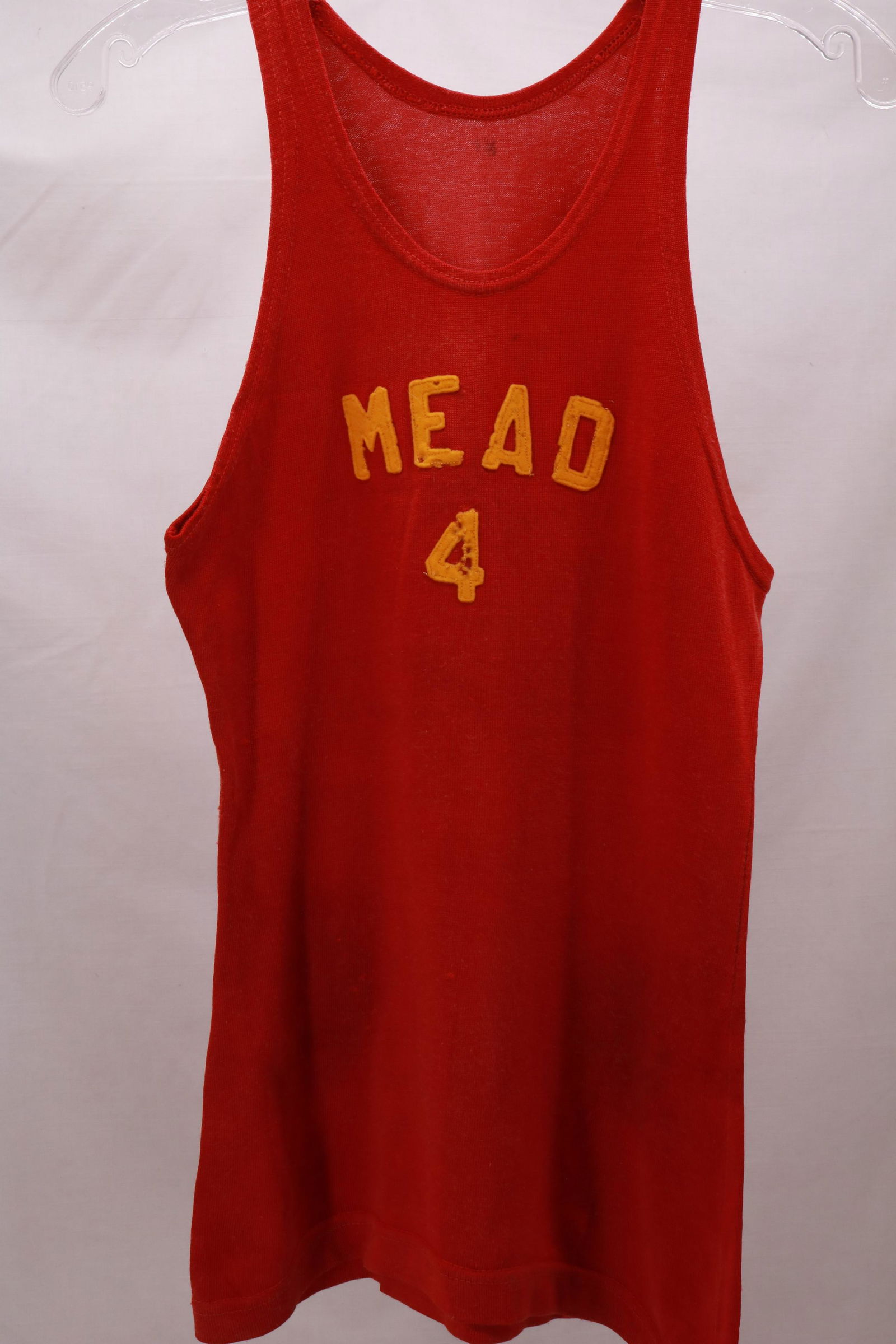Vintage 1940's Red Basketball Track Tank Top Shirt MEAD (1 of 4)