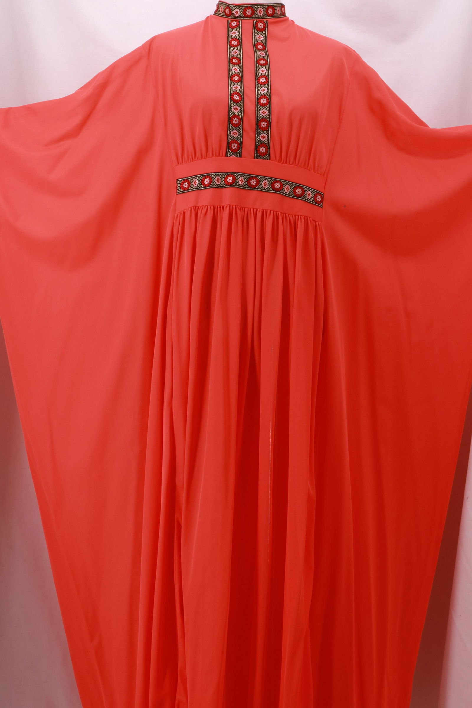 Vintage 1970's Sheer Orange Nylon Caftan Dress- Dead (1 of 9)