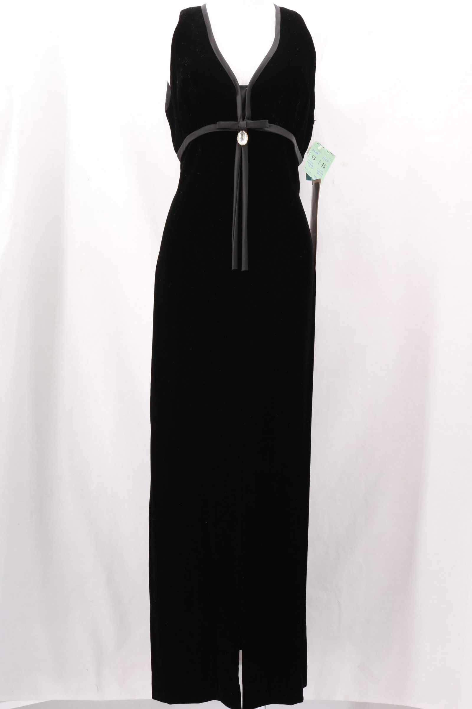 Vintage 1970's Black Velvet Full Length Dress (1 of 11)