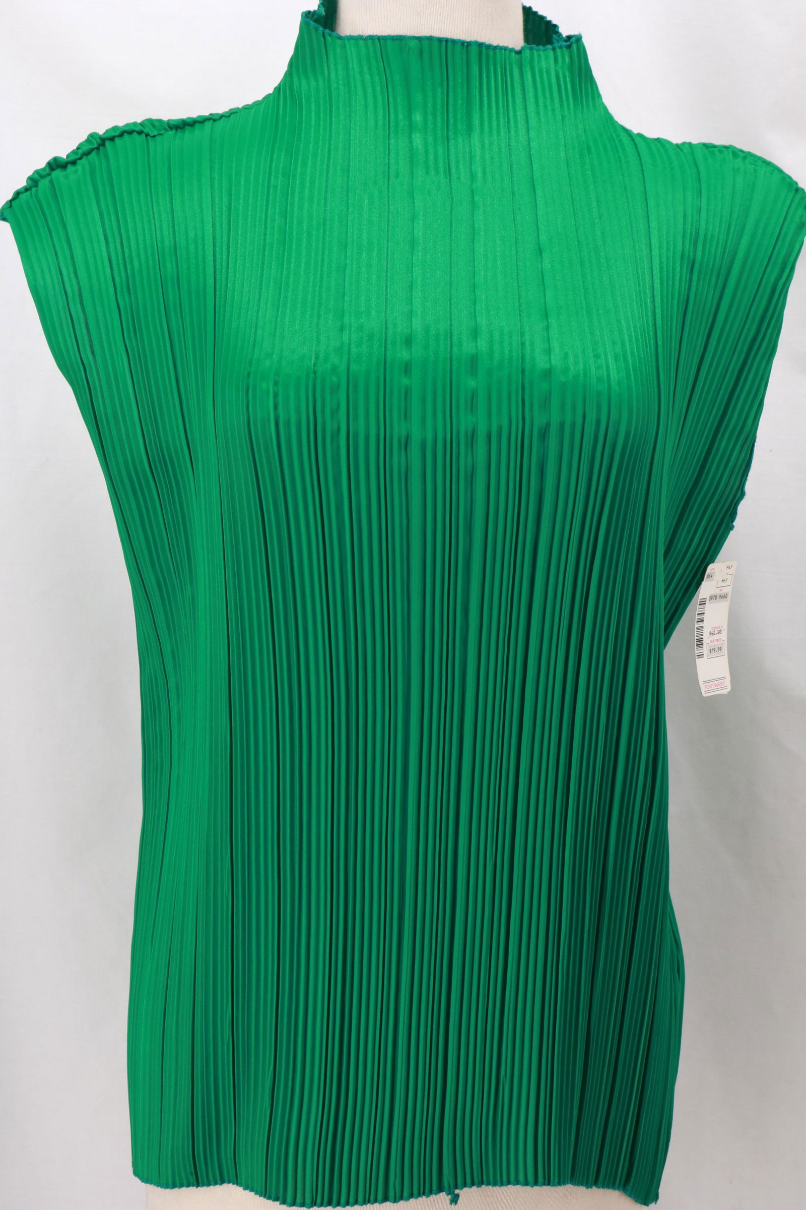 Vintage SAN ANDRE Emerald Green Sleeveless Pleated (1 of 9)