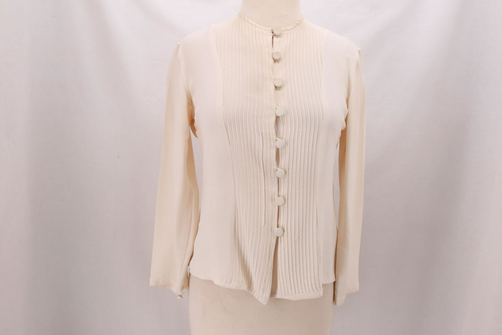 Vintage BURBERRY'S Stretchy Cream Silk Blouse (1 of 10)