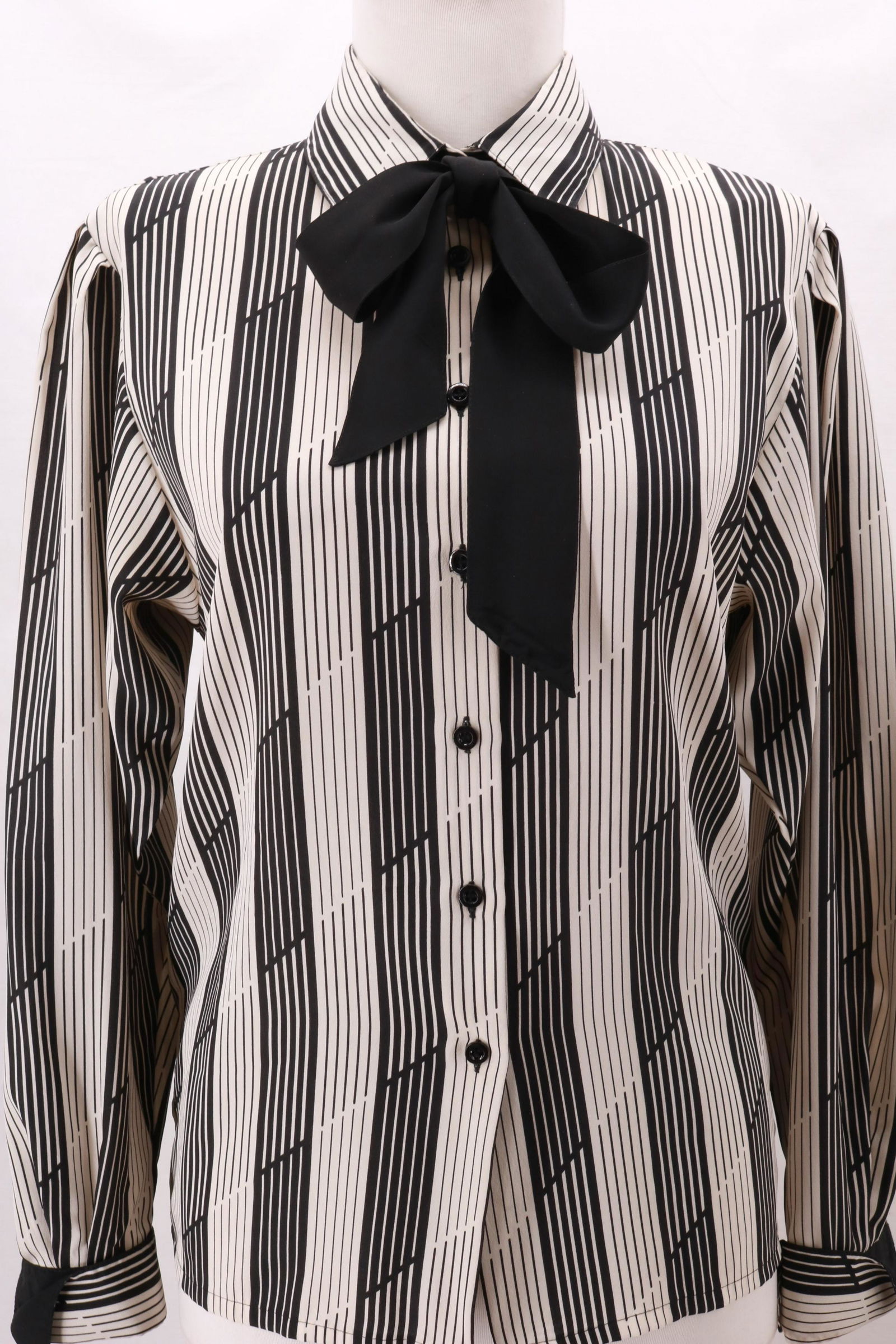 Vintage JAEGER Stripe Black and White Blouse with (1 of 7)