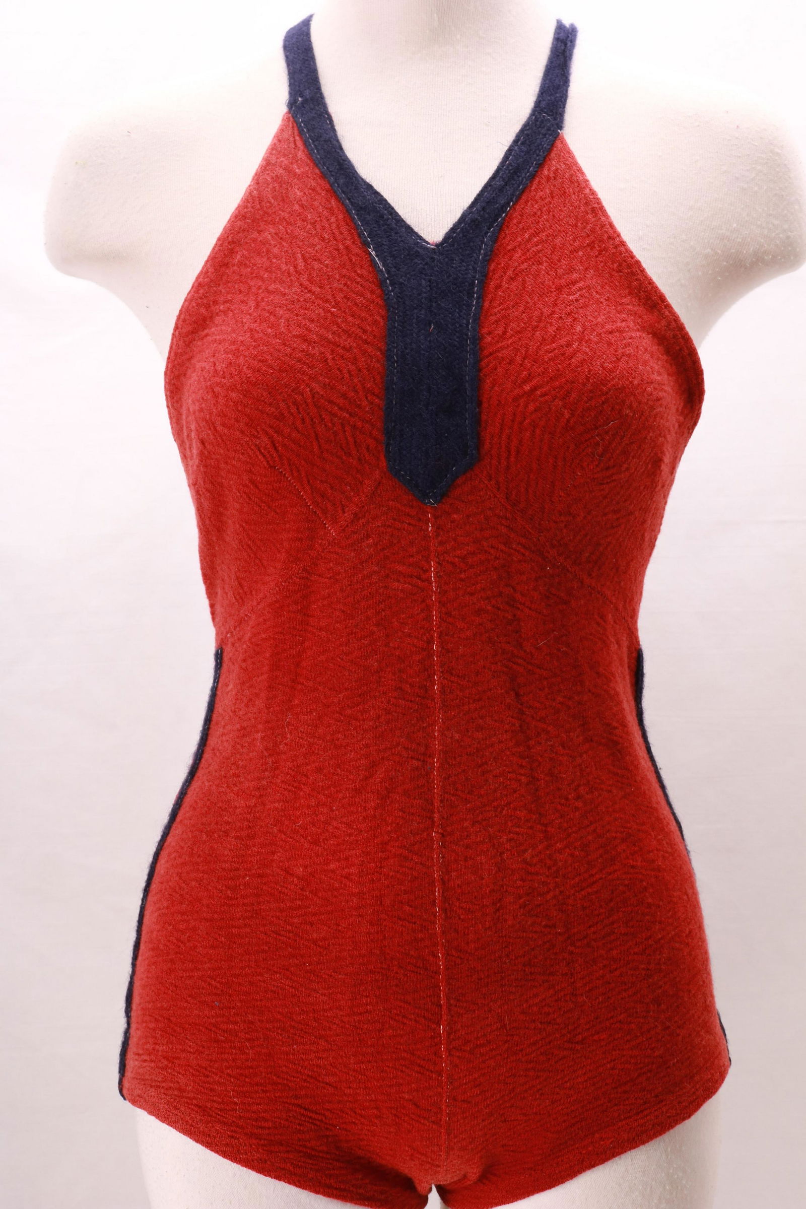 Vintage 1930's Red Wool Knit Bathing Suit by Silhouette (1 of 13)