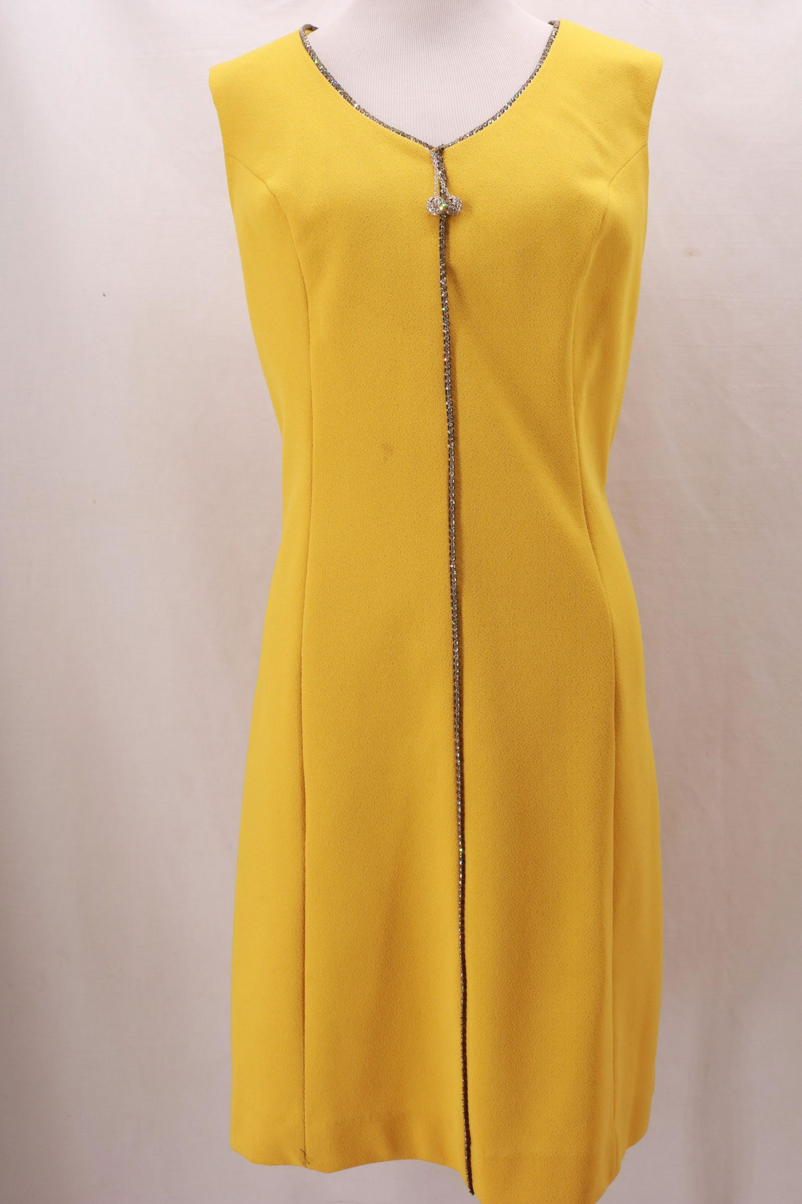 Vintage 1960's Rhinestone Accent Mustard Yellow Dress (1 of 12)