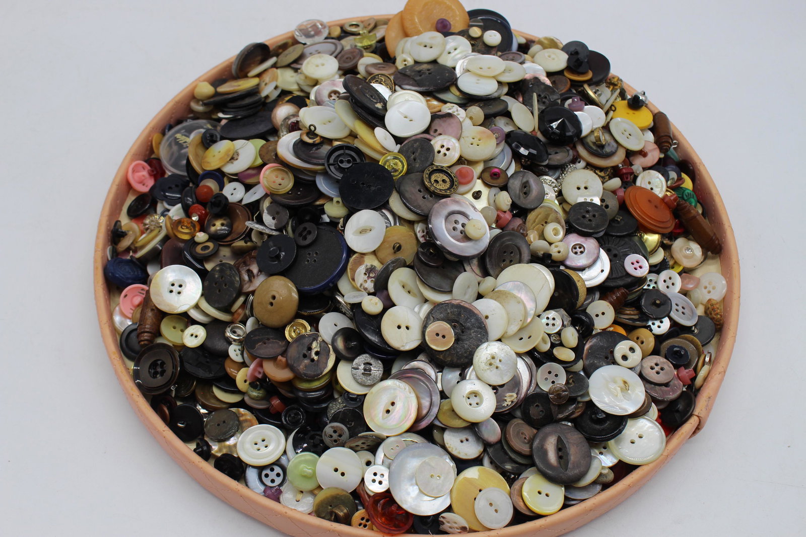 Large Lot of Vintage Buttons: mother of purple, Metal, Plastic, glass, bone, wood and more