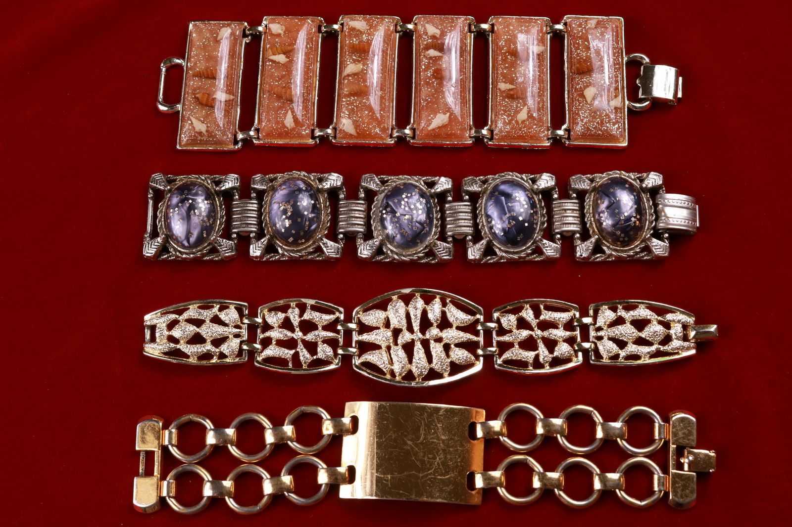 Vintage Lot of Statement Bracelets- Monet and Emmons: When you're reaching for the bracelet to build an outfit around you'll have choices with this lot. All measure just about 7"