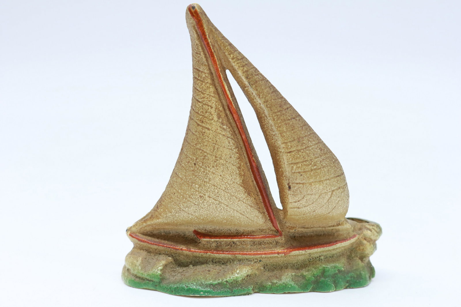 Antique 1930's Hubley Cast Iron Miniature Sail Boat: 1930's Hubley miniature cast iron sail boat paper weight/pencil holder