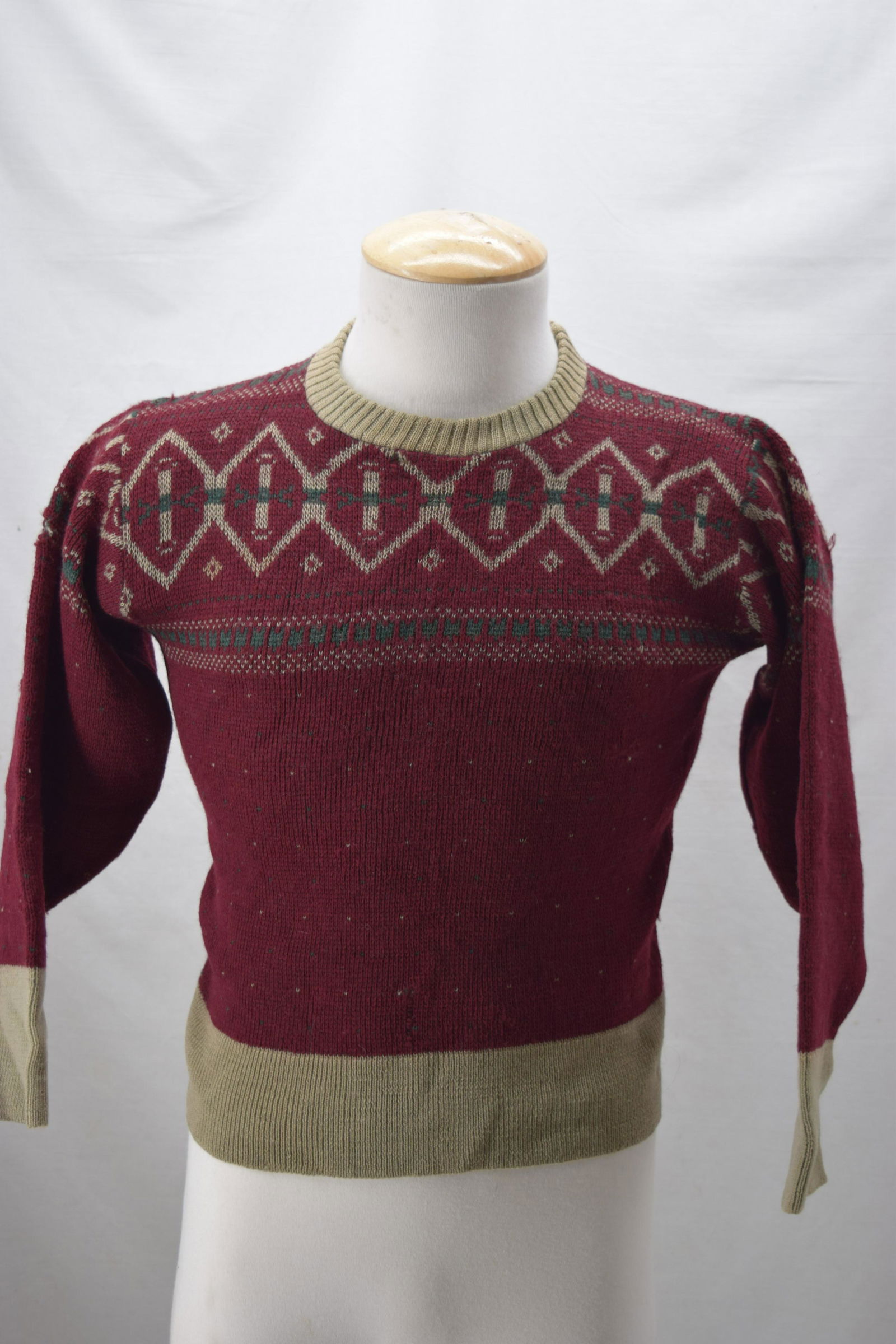 1940'S WOOL MEN'S SWEATER BURGUNDY (1 of 8)