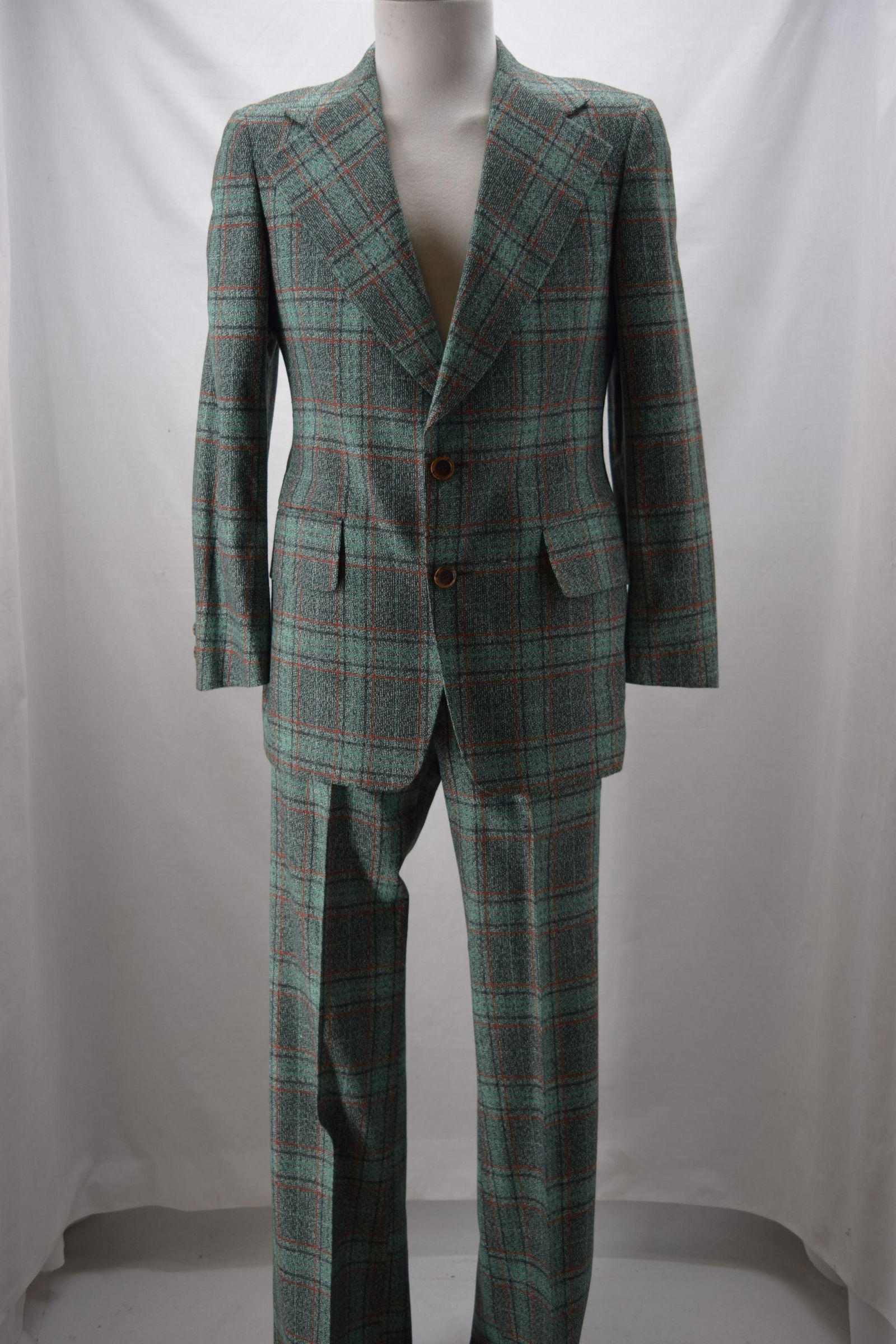 1970'S HARDY AMIES MEN'S PLAID SUIT DEAD STOCK (1 of 10)