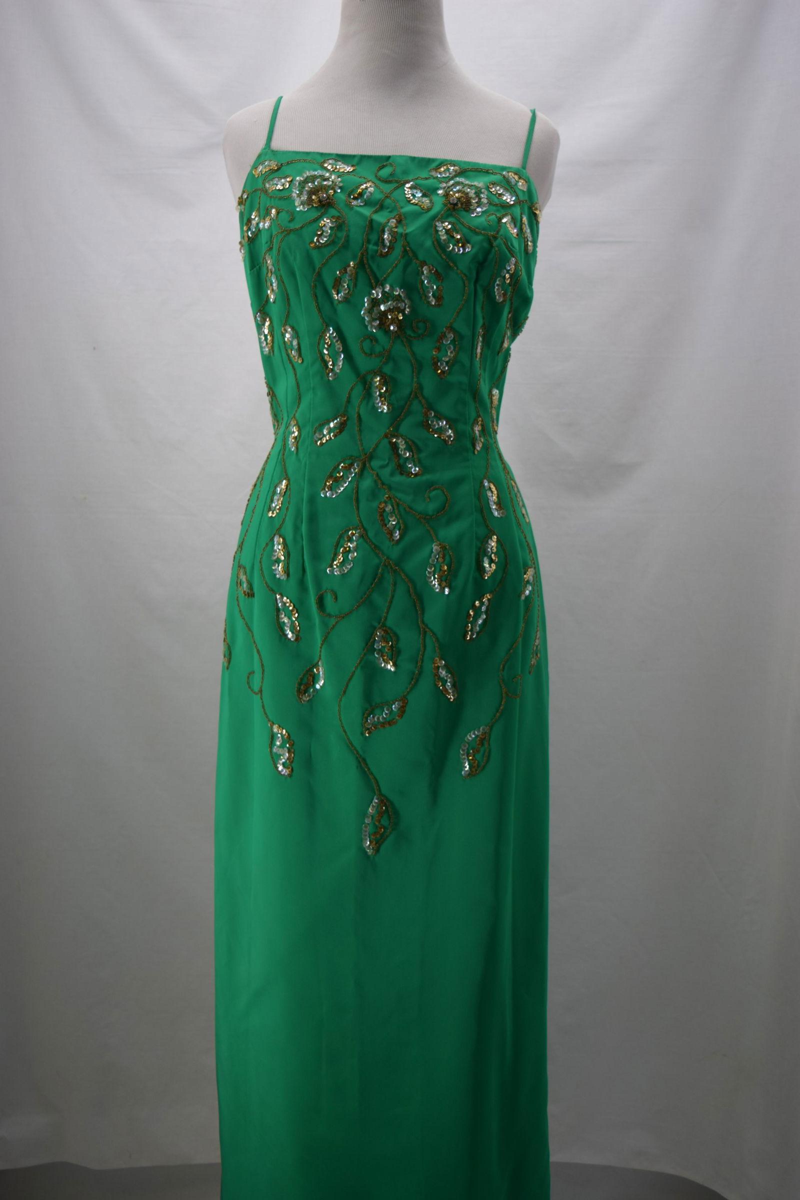 1960'S GREEN SEQUIN AND BEADED GOWN (1 of 8)