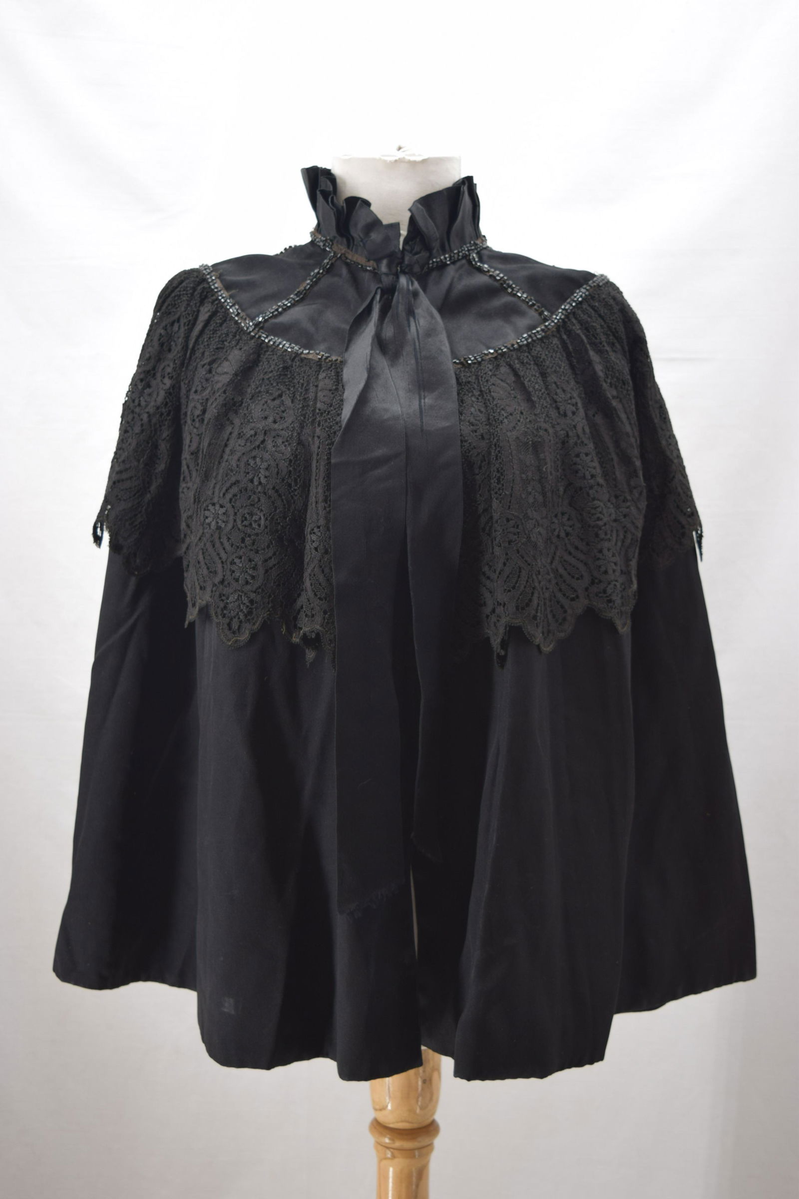 Victorian Mourning Cape with Lace & Beading (1 of 8)