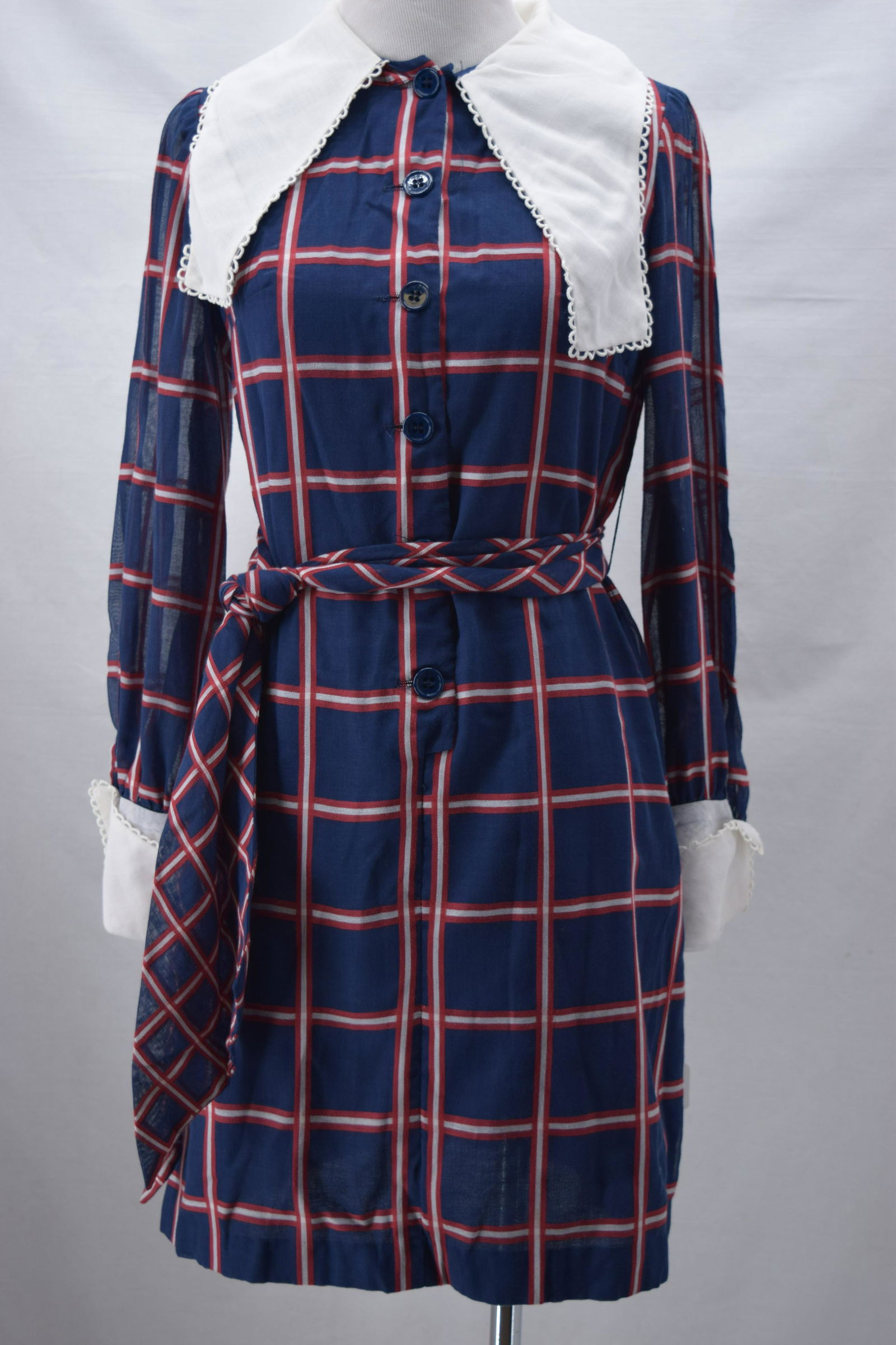 Vintage 1960's Plaid Cotton Dress with Exaggerated (1 of 6)
