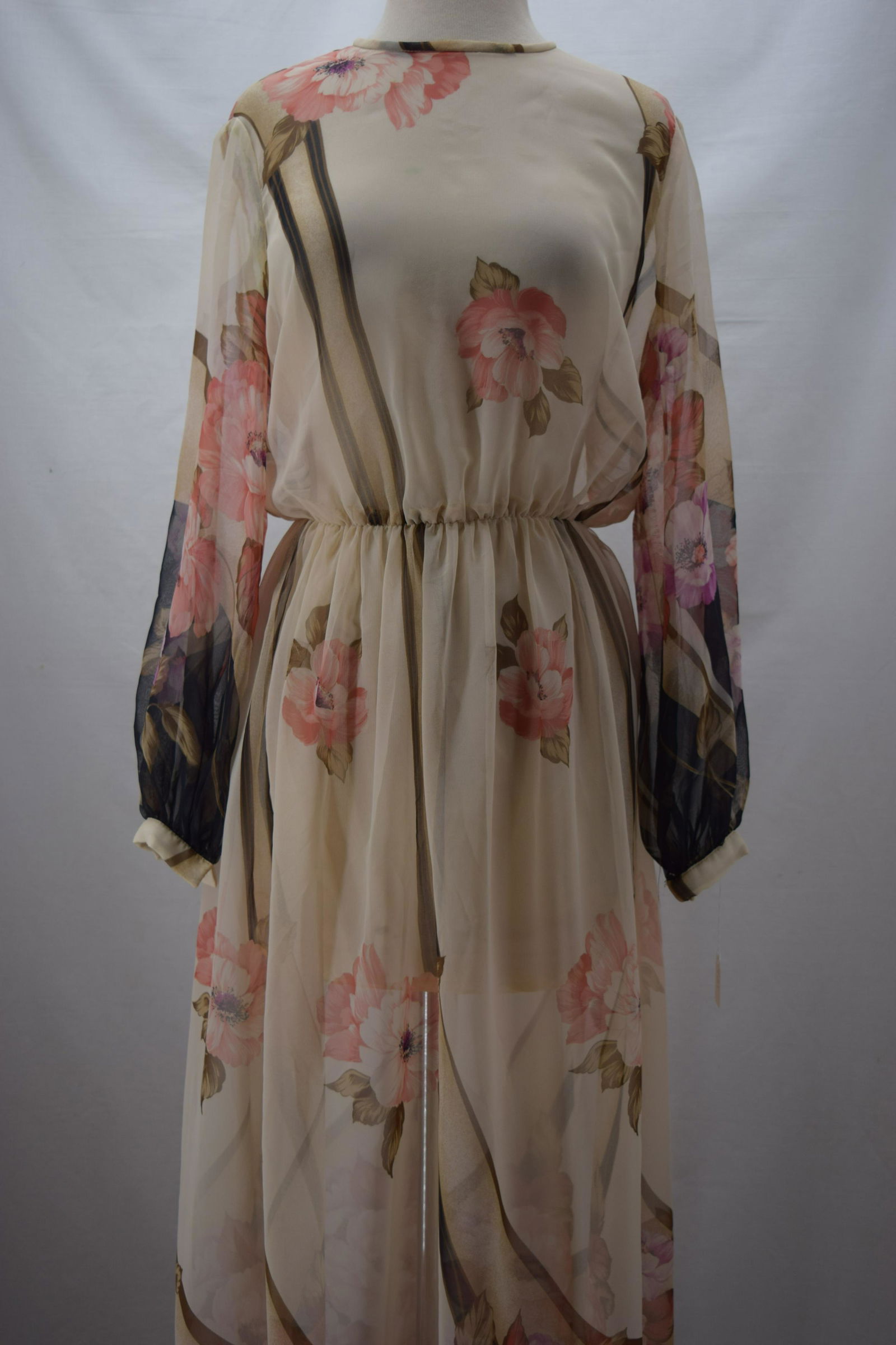 Vintage 1970's Sheer Maxi Floral Maxi Dress (1 of 7)