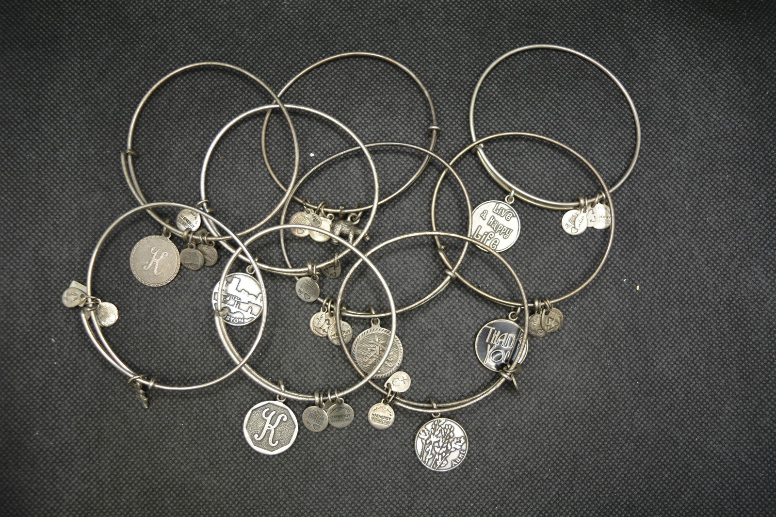 Lot of 9 Alex & Ani Bracelets with Charms (1 of 2)