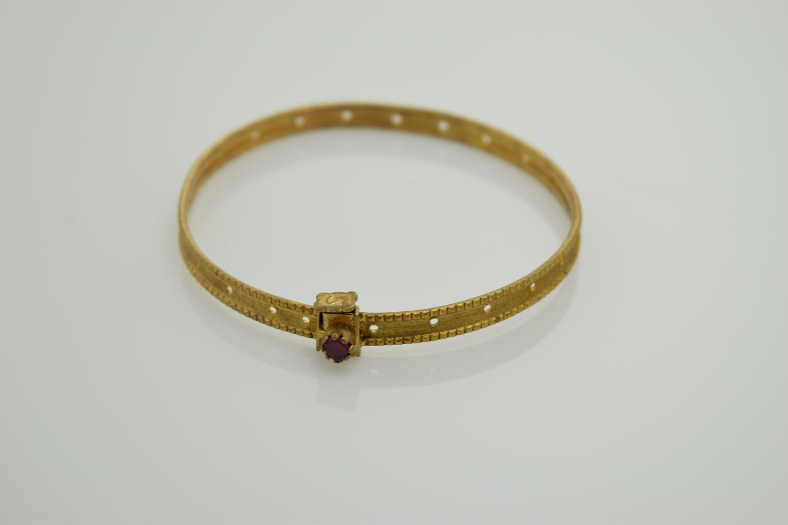 Victorian Bangle Bracelet with Red Stone (1 of 3)